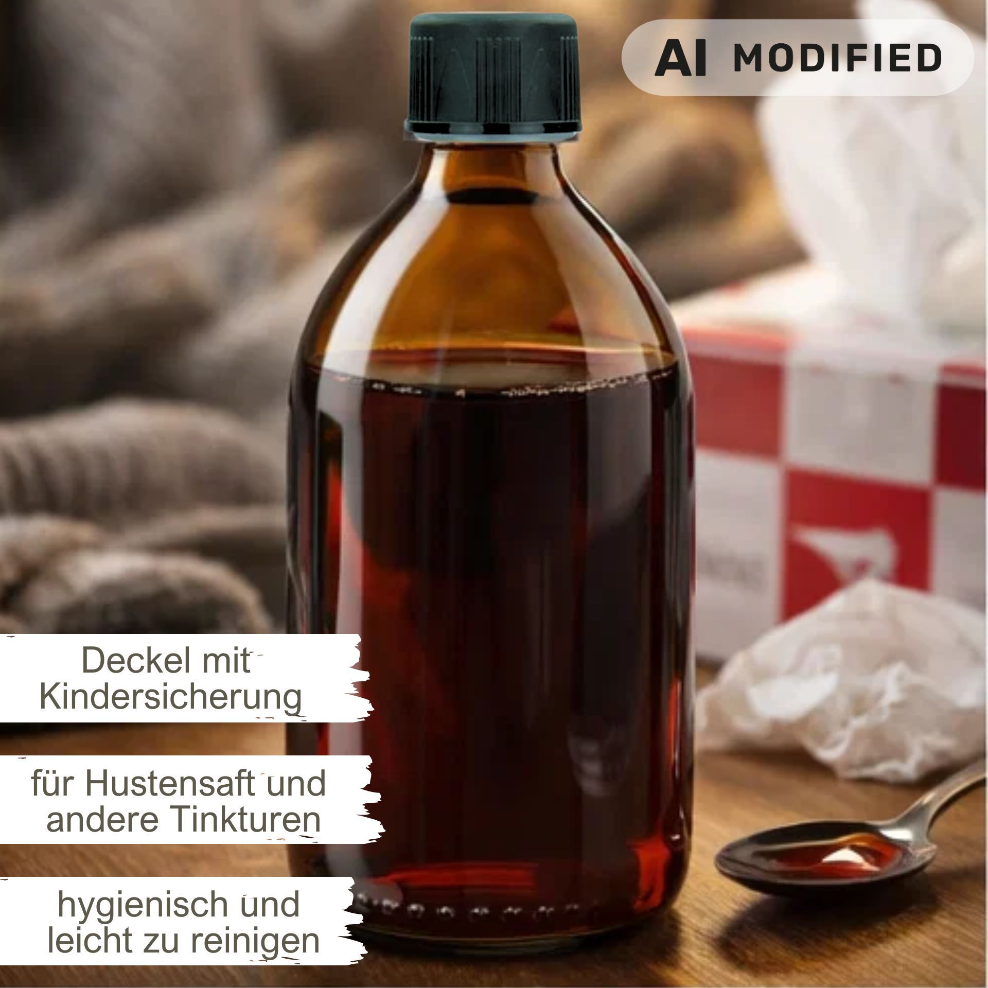 Glasflasche 1000 ml Laborflasche braun mit Schraubdeckel (Kisi)