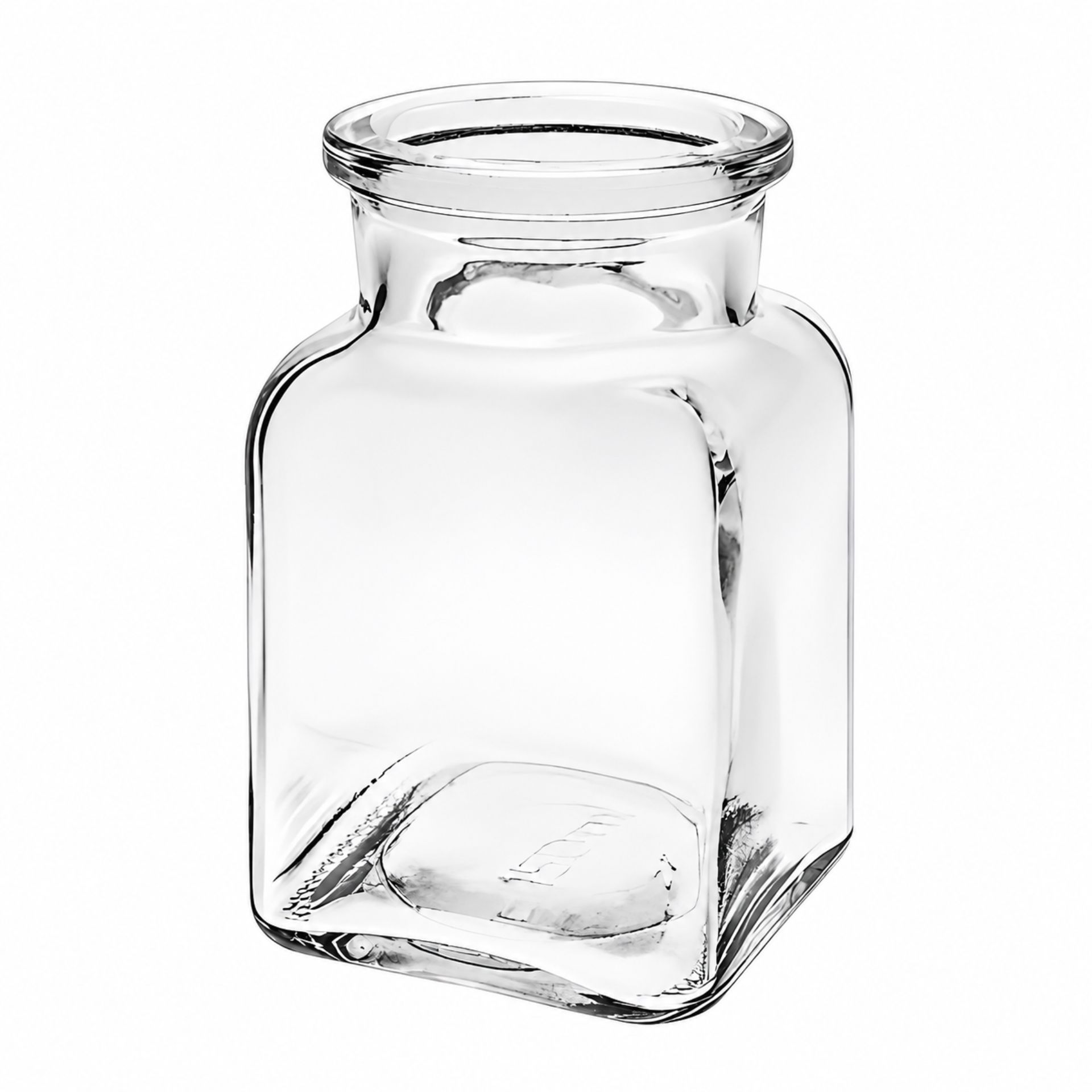 Eckiges Gewürzglas 150 ml mit Holzdeckel als Vorratsglas – Produktbild vor weißem Hintergrund mit Artikelnummer 83392 bei Flaschen Gläser und Dosen.