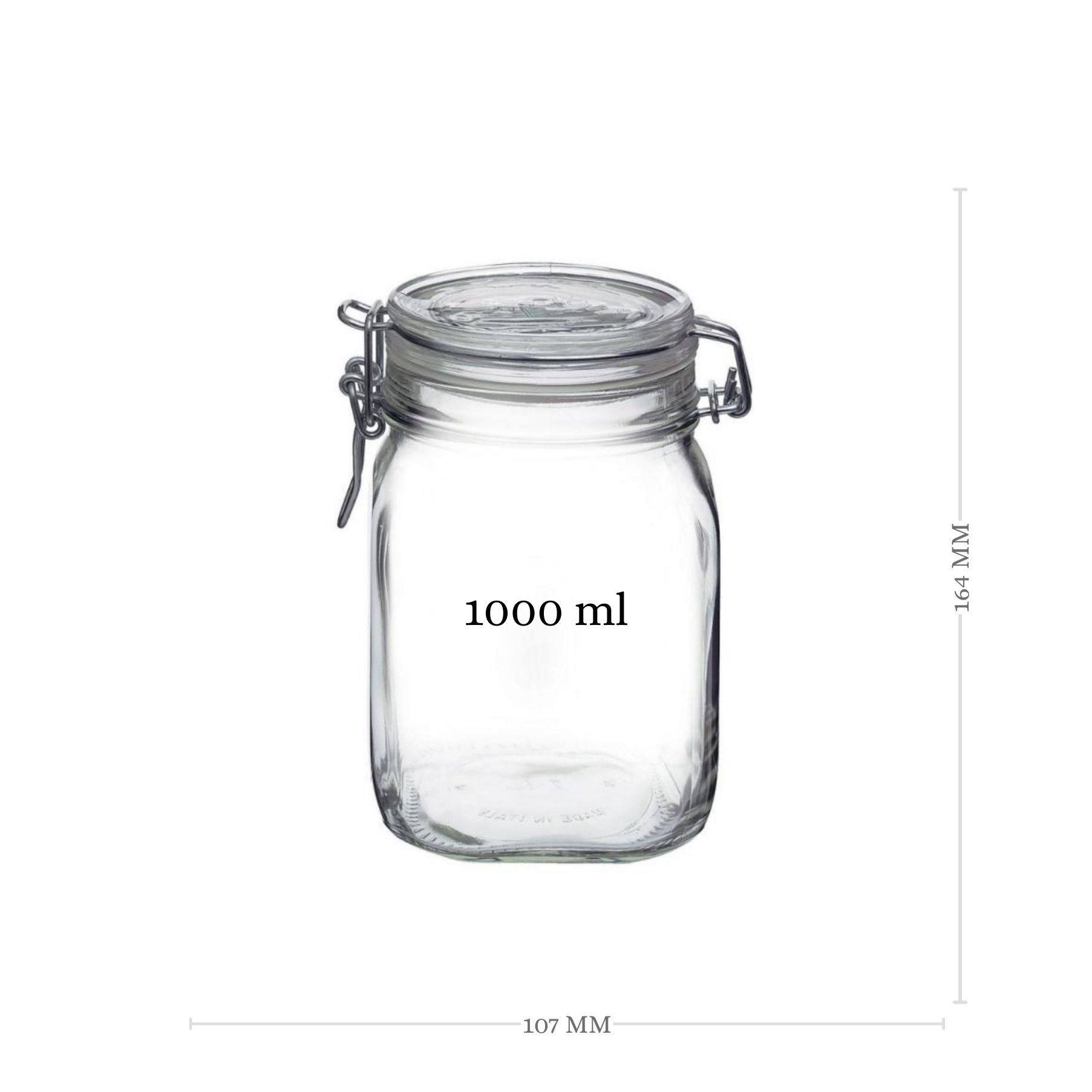 Bormioli Bügelverschlussglas 1000 ml eckig