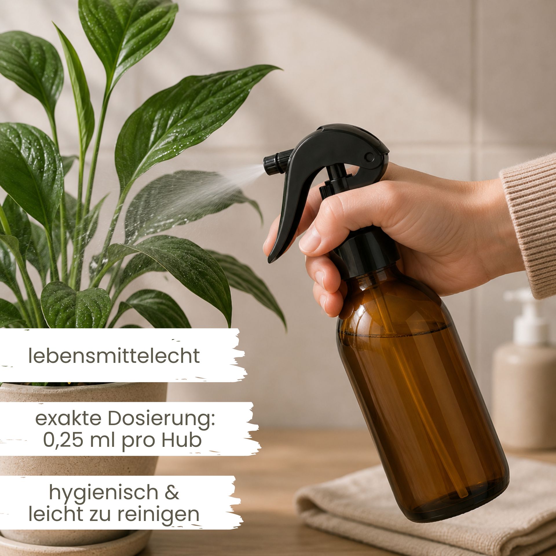 Sprühflasche  250 ml Glas braun mit Trigger