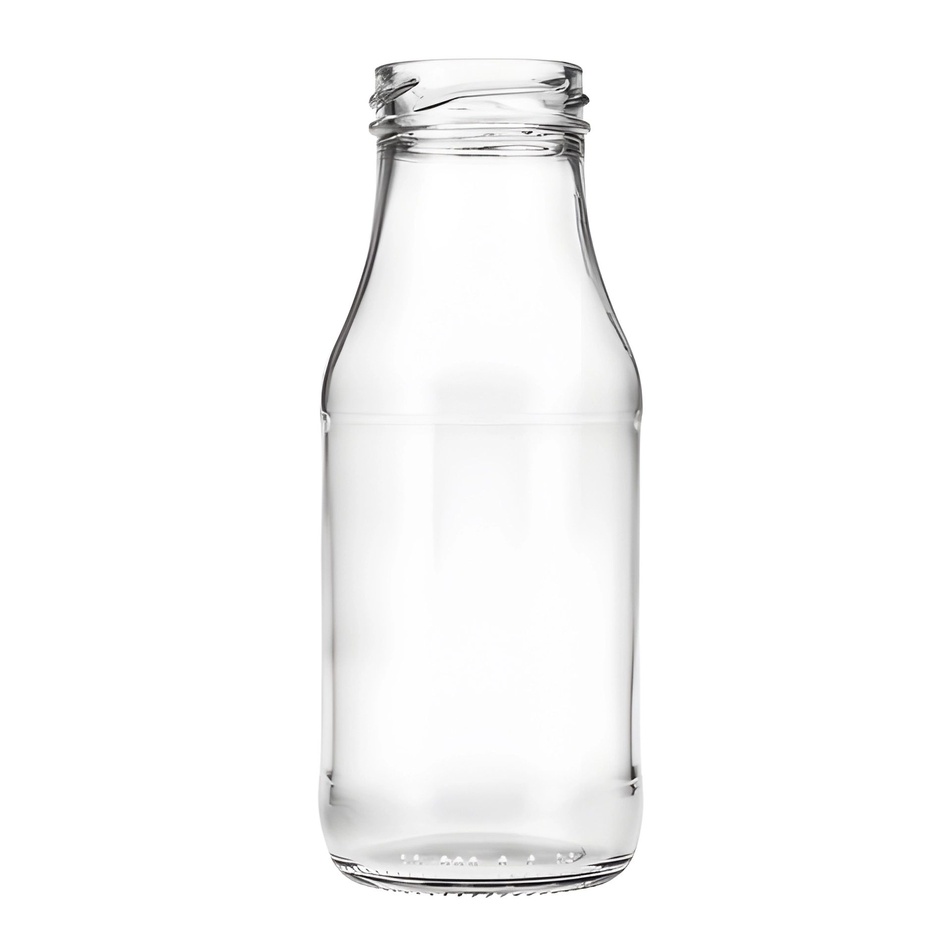 Glasflasche 263 ml im Milchflaschen-Design mit Deckel in Gold, Silber oder Schwarz – Ideal für Getränke und Dekoration.