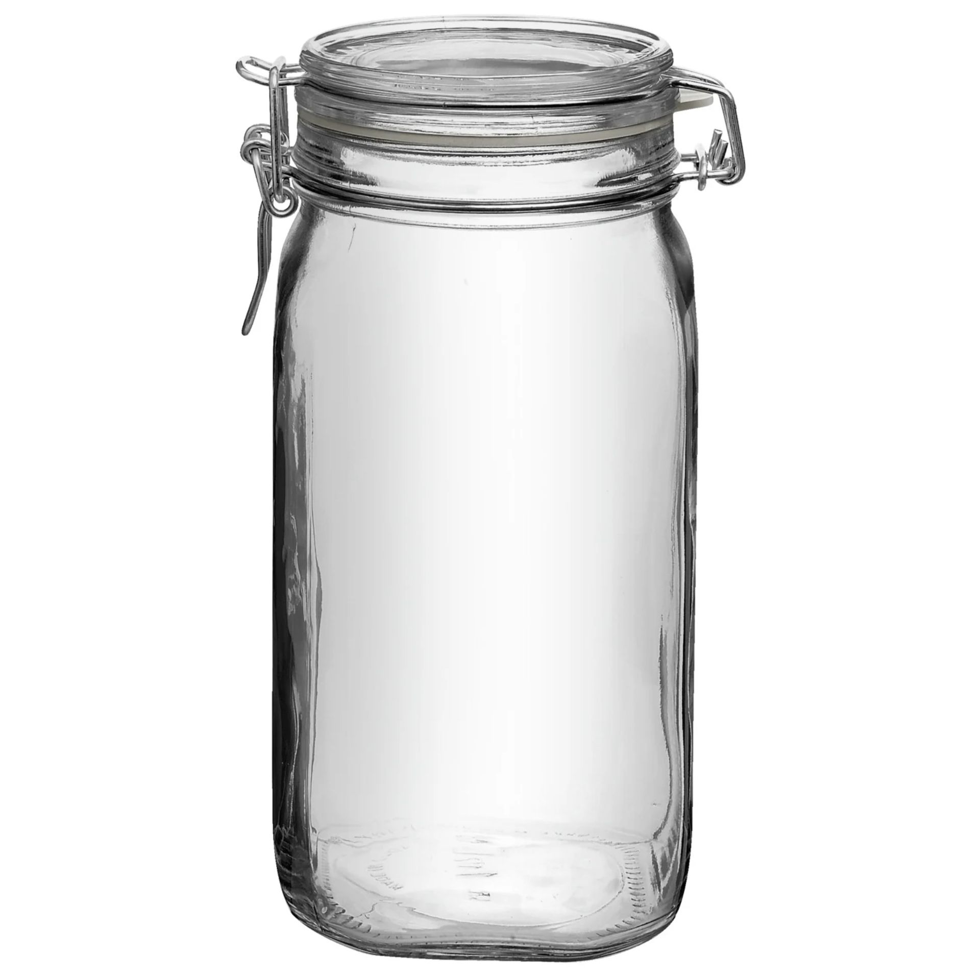 Bormioli Bügelverschlussglas 1500 ml eckig mit Drahtbügel - Hochwertiges Glasgefäß zur Aufbewahrung von Lebensmitteln, luftdicht und wiederverwendbar.