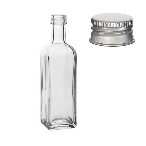 Mini-Flasche eckig 60 ml Ölflasche Klarglas