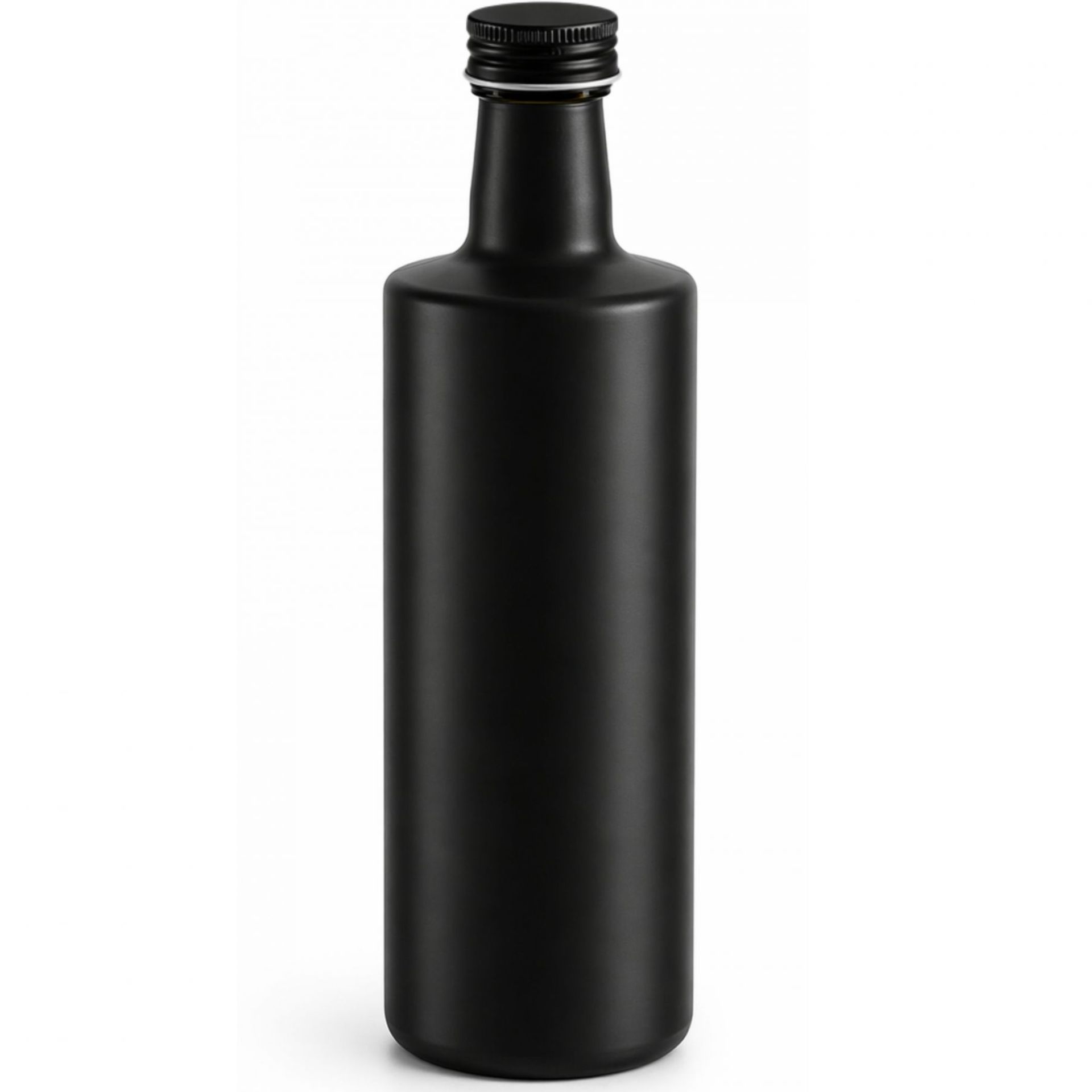 Glasflasche 500 ml rund schwarz Ölflasche Deckel schwarz