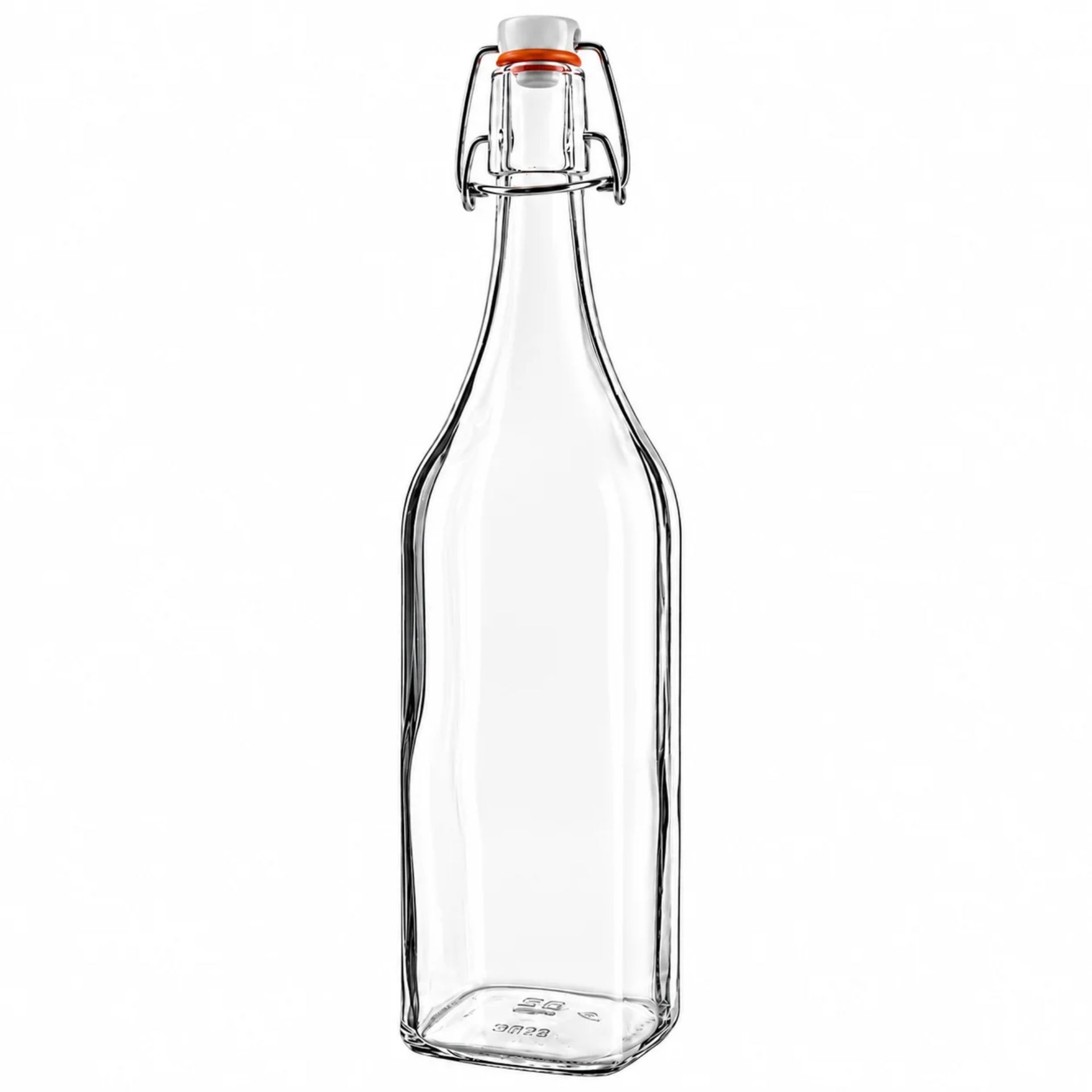 Glasflasche   1000 ml eckig mit Bügelverschluss Kunststoff