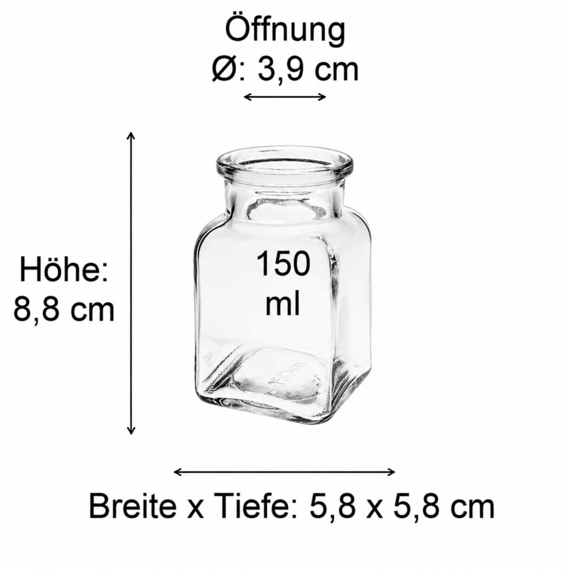 Korkenglas 150 ml Maße - Produktbild eines kleinen Korkenglases mit 150 ml Fassungsvermögen, ideal für die Aufbewahrung von Lebensmitteln oder als Dekorationsartikel. Perfekte Lösung für umweltbewusstes Verpacken und kreatives Design.