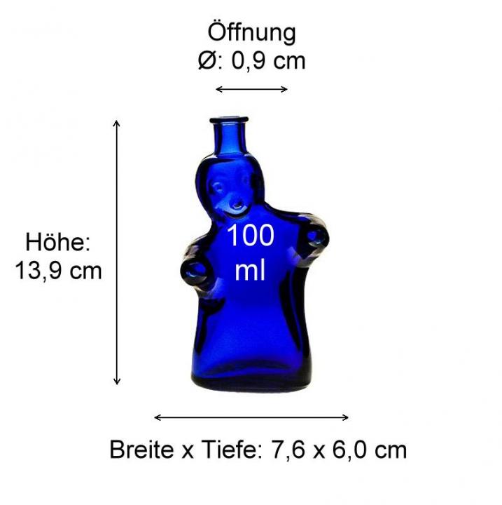Glasflasche  100 ml Gespenst blau mit Korken