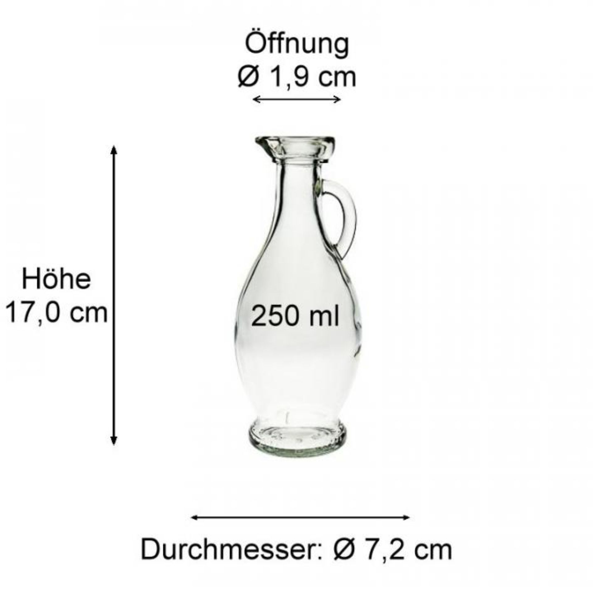 Glasflasche 250 ml Amphore mit Korken, schmale Form, ideal für Öle oder Essenzen, klarer Behälter, hochwertig verarbeitet.