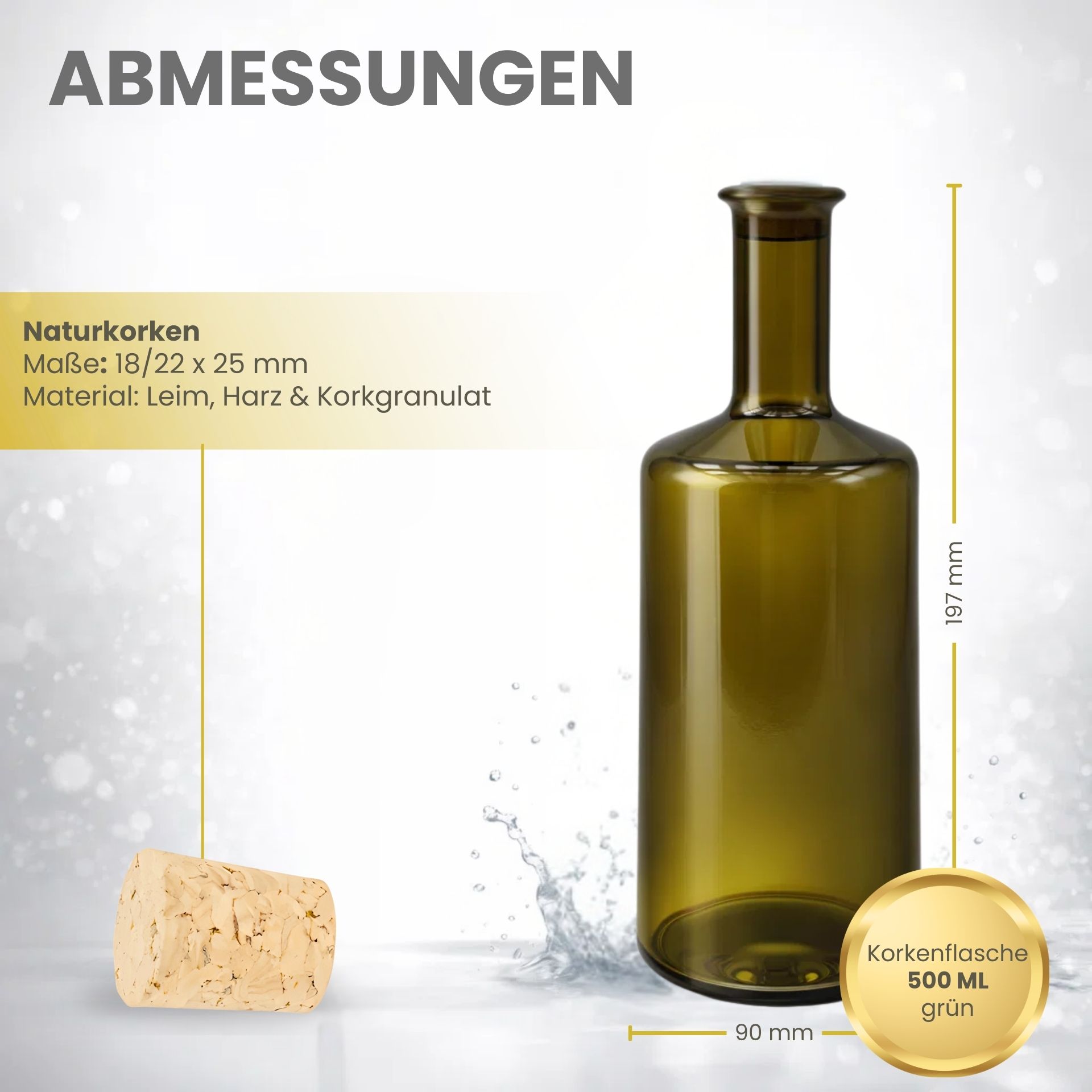 Glasflasche 500 ml grün Ölflasche mit Korken