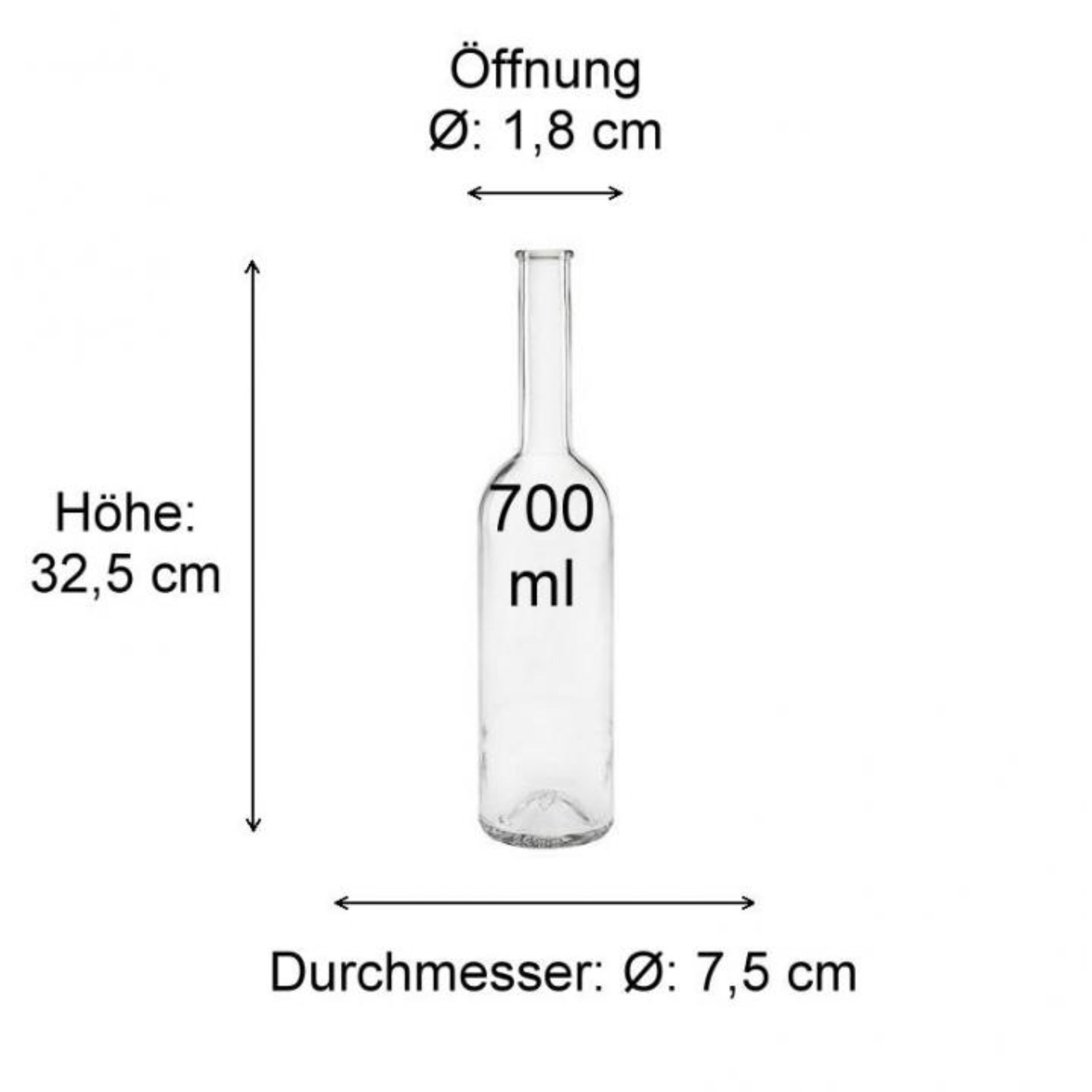 Opera 700 ml Flasche aus Glas mit elegantem Design, ideal für Getränkepräsentation und stilvolle Tischdekoration.