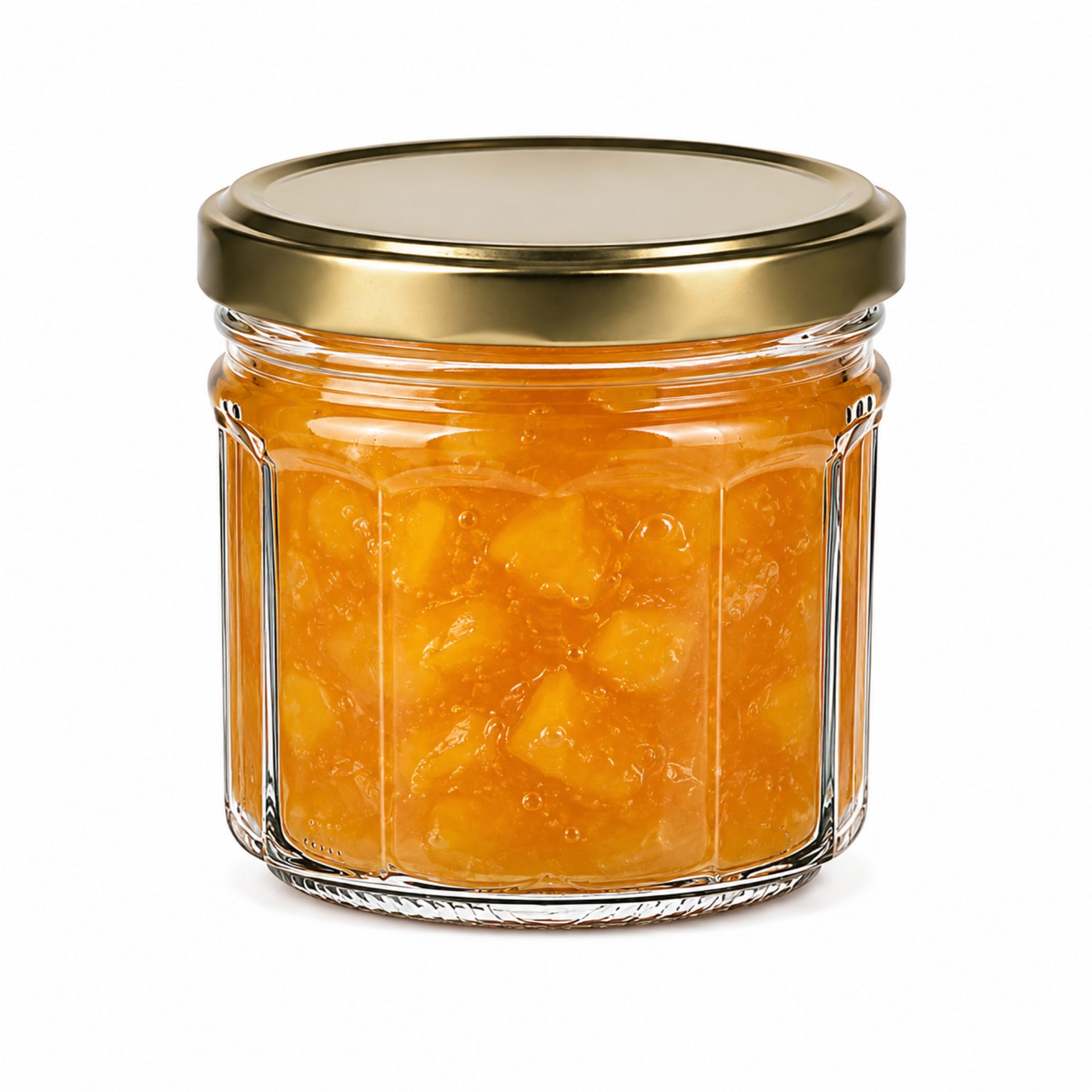 Eine leere transparente Glasflasche mit einem Fassungsvermögen von 240 ml, präsentiert auf einem neutralen Hintergrund. Die Flasche hat eine schlichte, elegante Form und eignet sich ideal zum Abfüllen von Getränken oder anderen Flüssigkeiten. Perfekt für