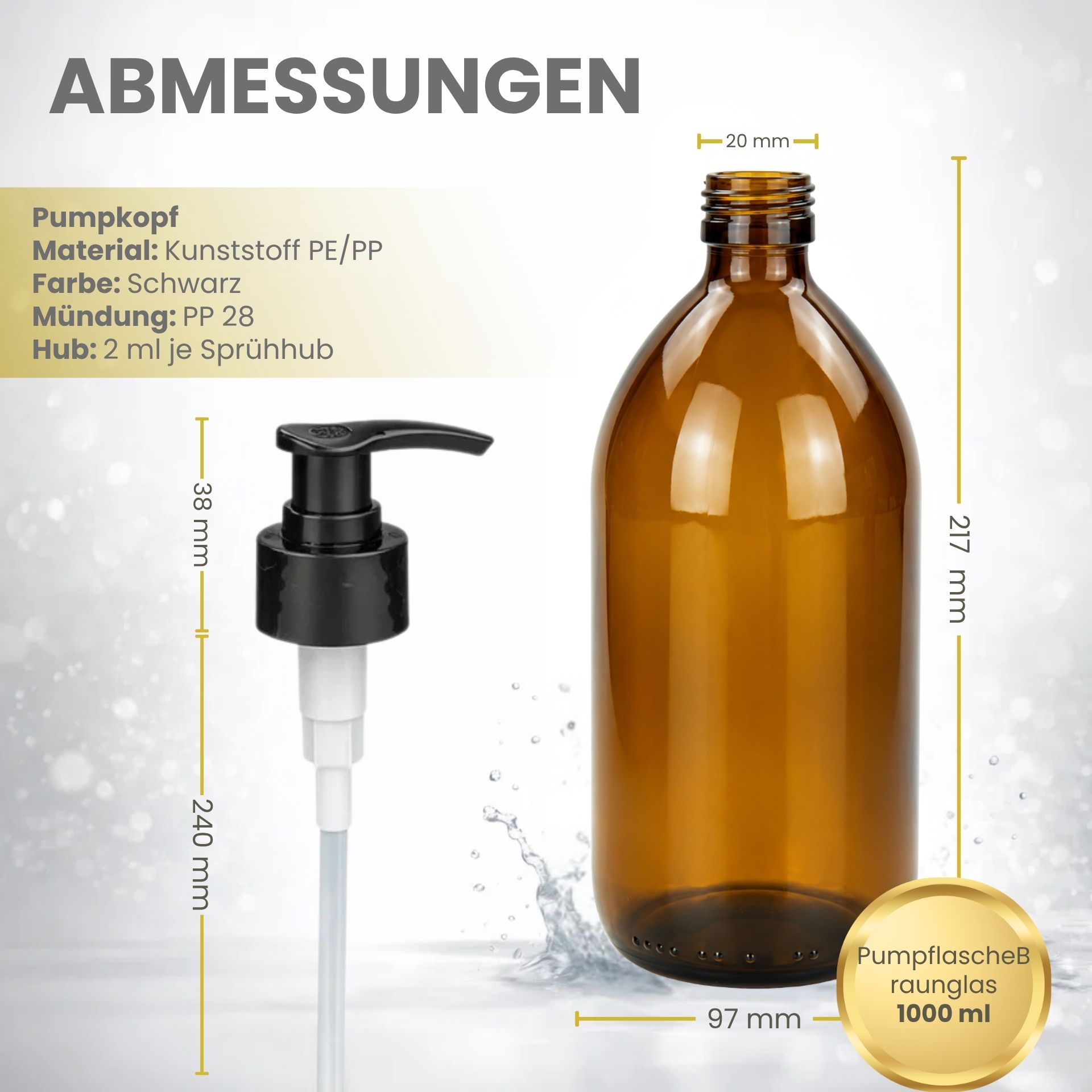 Seifenspender 1000 ml Glas Lotionspender