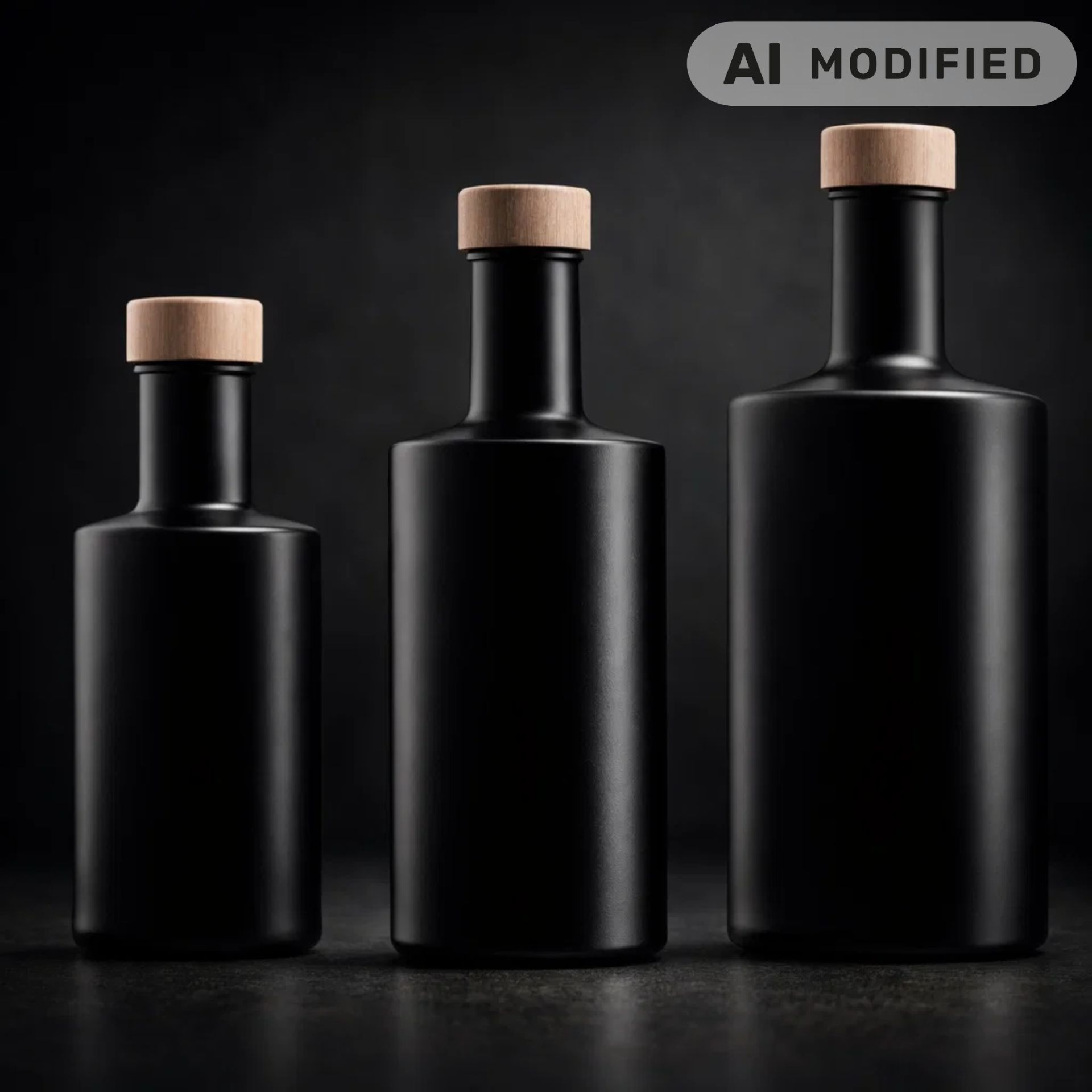Glasflasche  200 ml mikken ART schwarz Holzdeckel