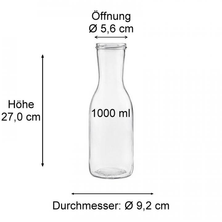 Glasflasche 1 Liter für Saft Wasser Milch