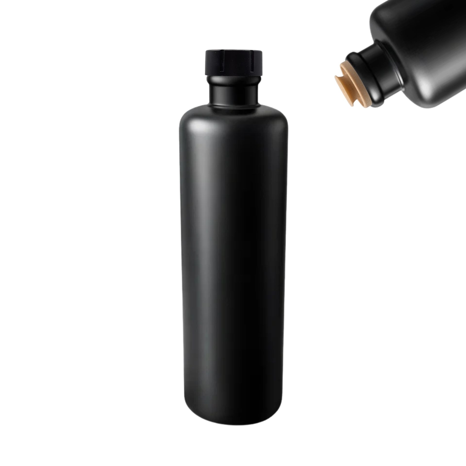 Ölflasche 500 ml Steingut schwarz mit Ausgießer und Stopfen-Kappe