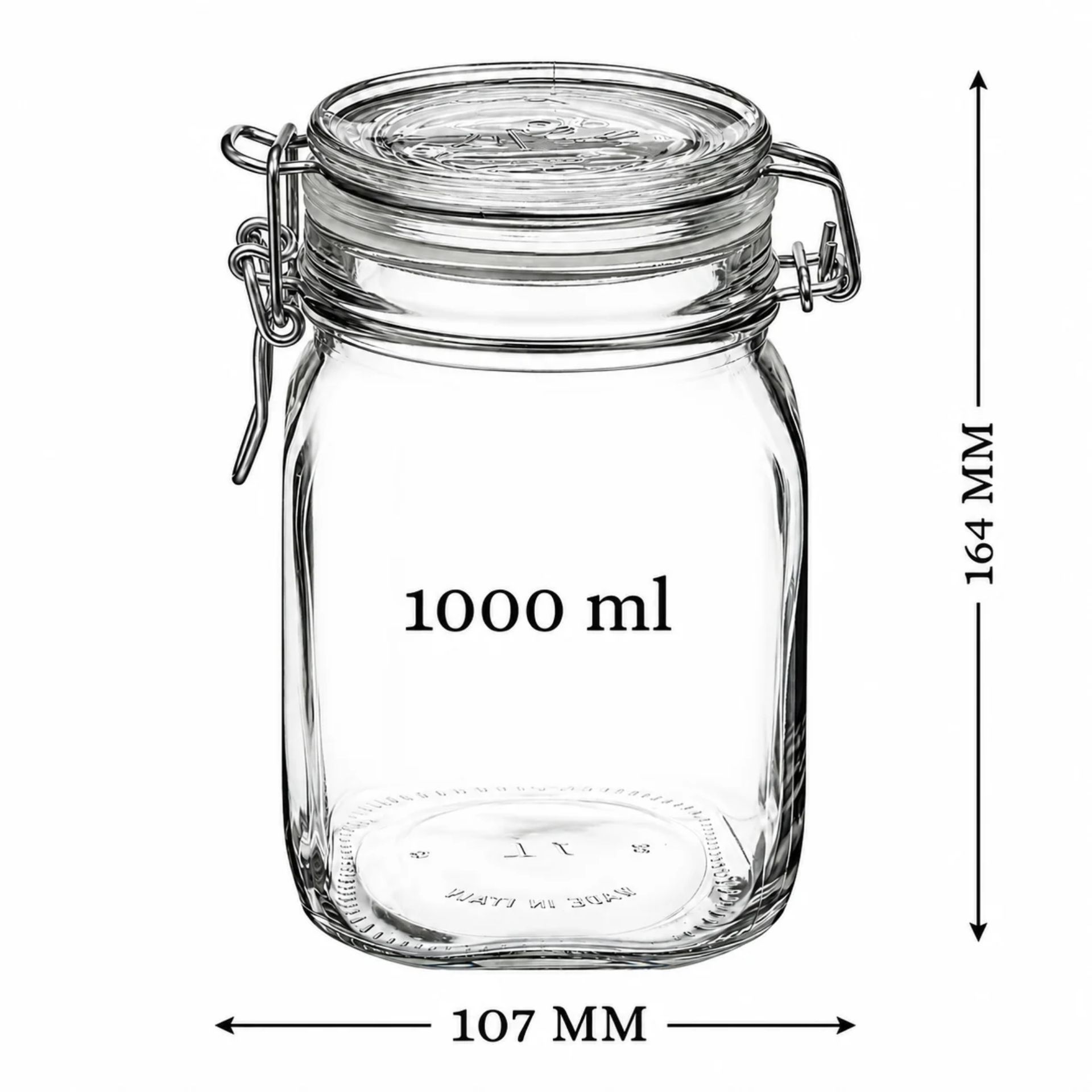 Bormioli Bügelverschlussglas 1000 ml eckig