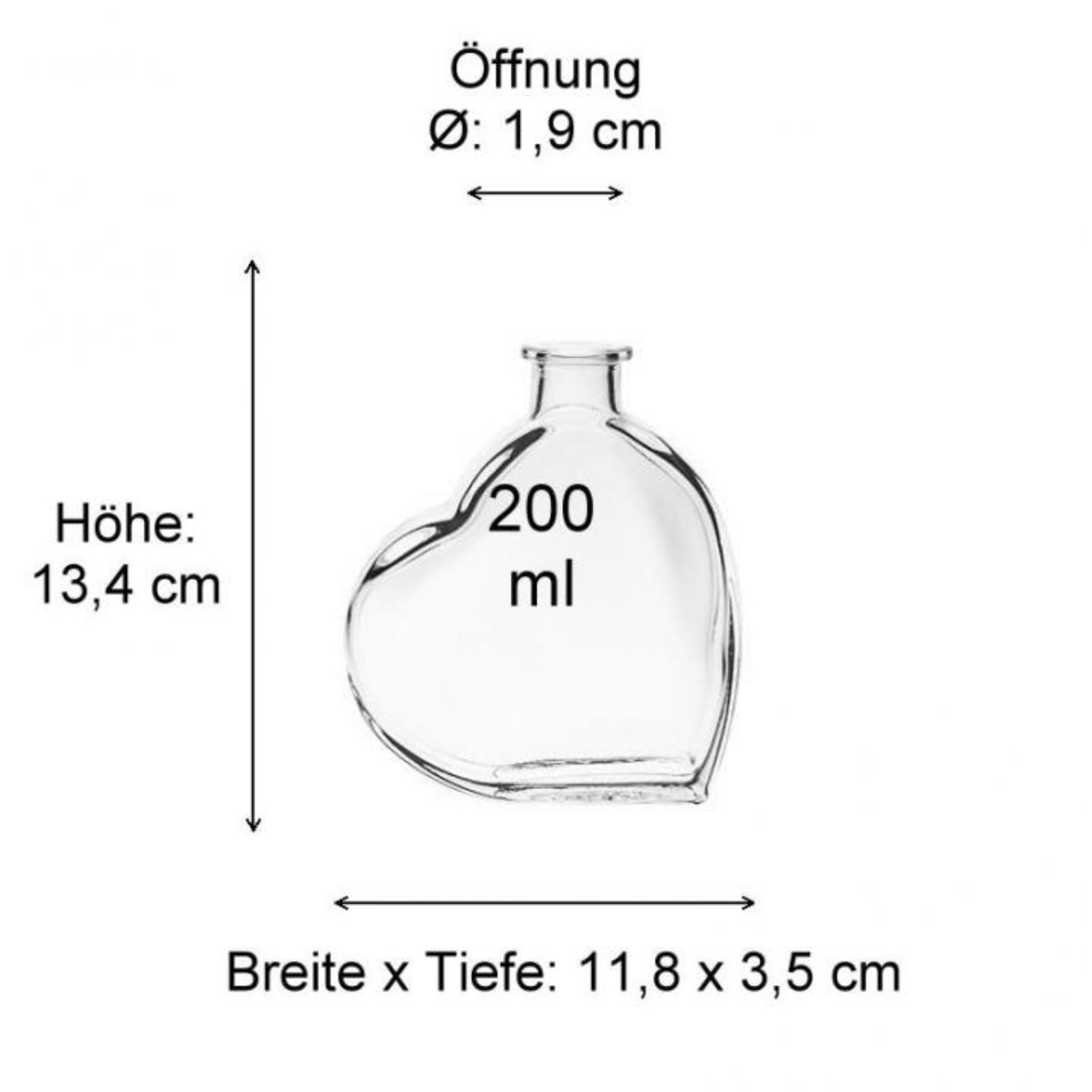 Produktbild einer Vi132b58k Flasche, die Maße und Dimensionen zeigt, geeignet für Verpackungsanalyse und Lagerplanung.