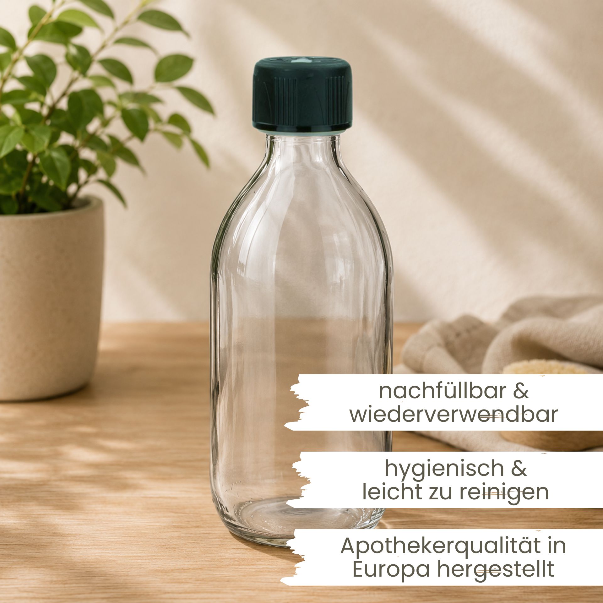 Sirupflasche 250 ml Glas Schraubdeckel (Kindersicherung)