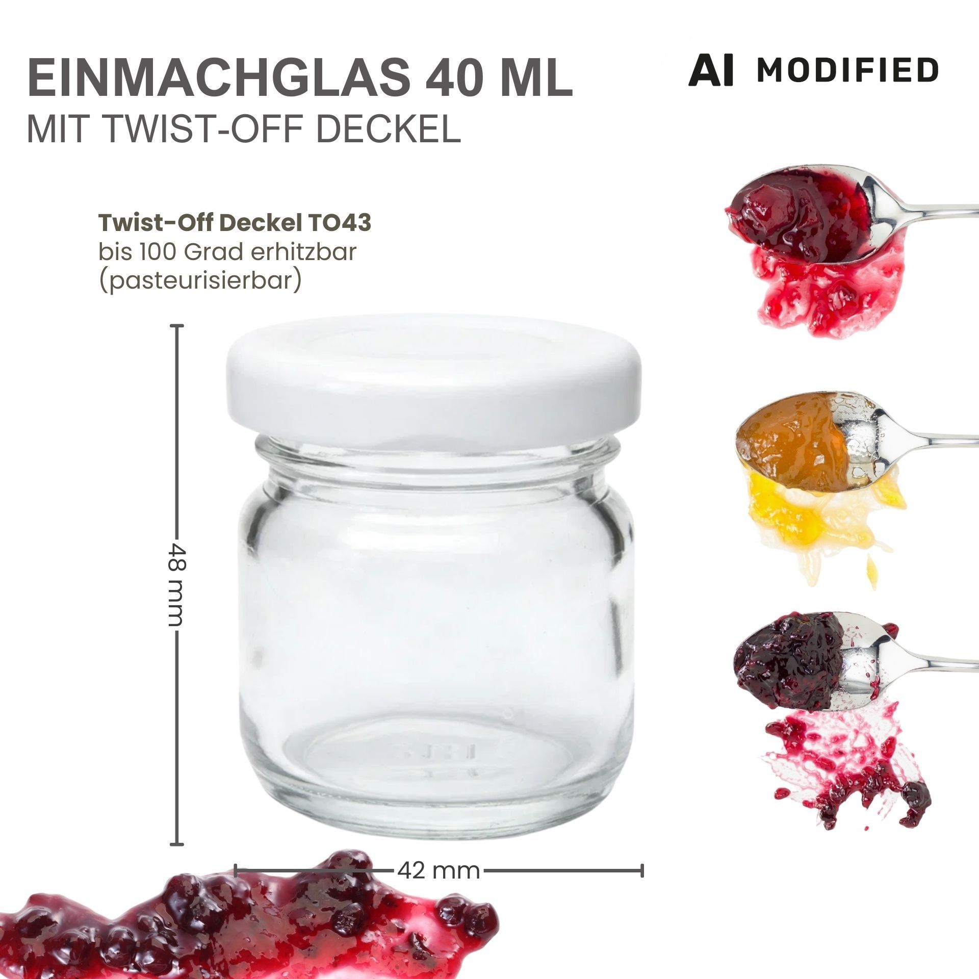 Mikken Mini Einmachglas 37 ml – kleines Schraubglas für Proben & Geschenke