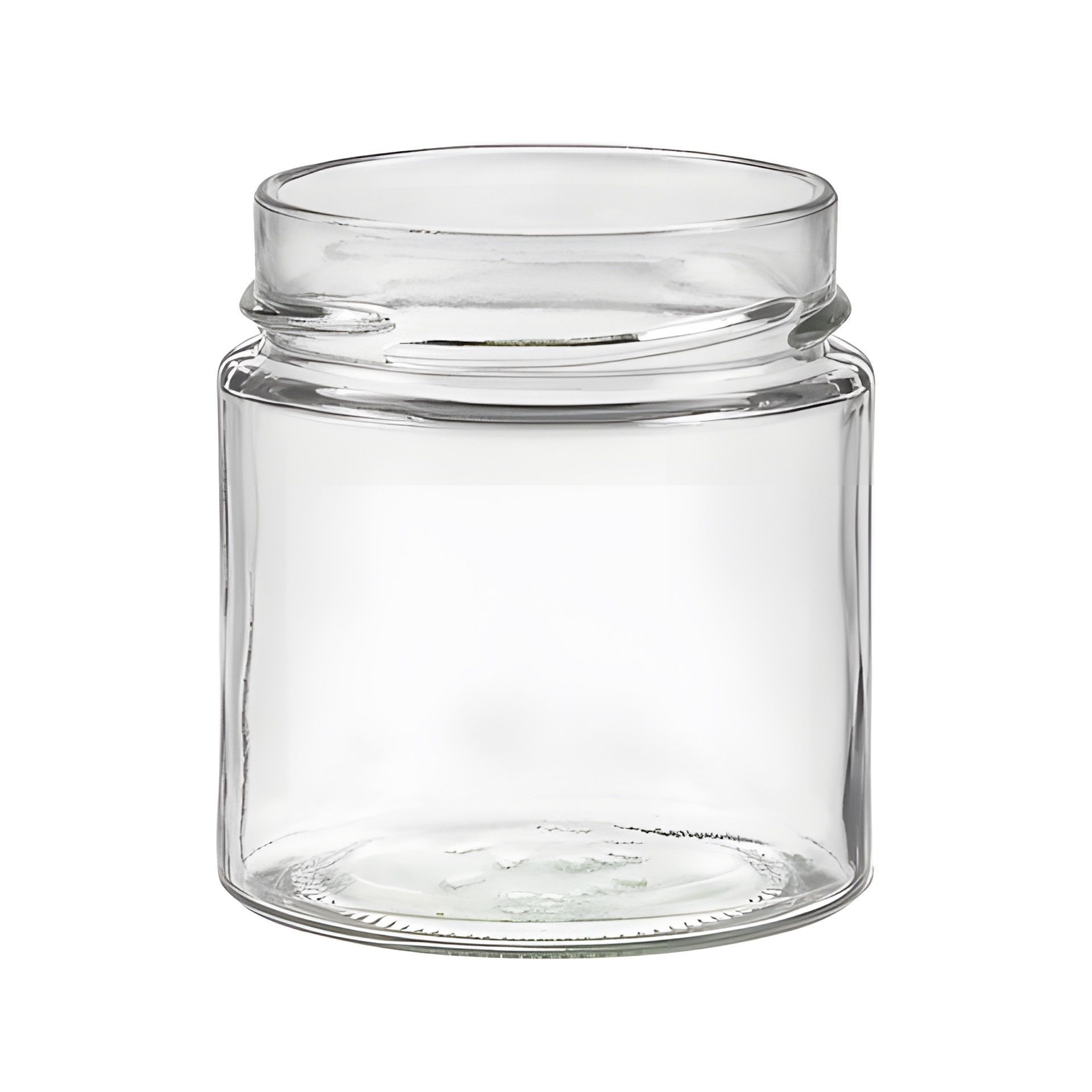 Ein rundes Einmachglas mit einem Fassungsvermögen von 212 ml, ausgestattet mit einem goldenen Deckel, auf einem neutralen Hintergrund abgebildet. Ideal für das Abfüllen von Konfitüren, Marmeladen oder eingelegten Speisen.
