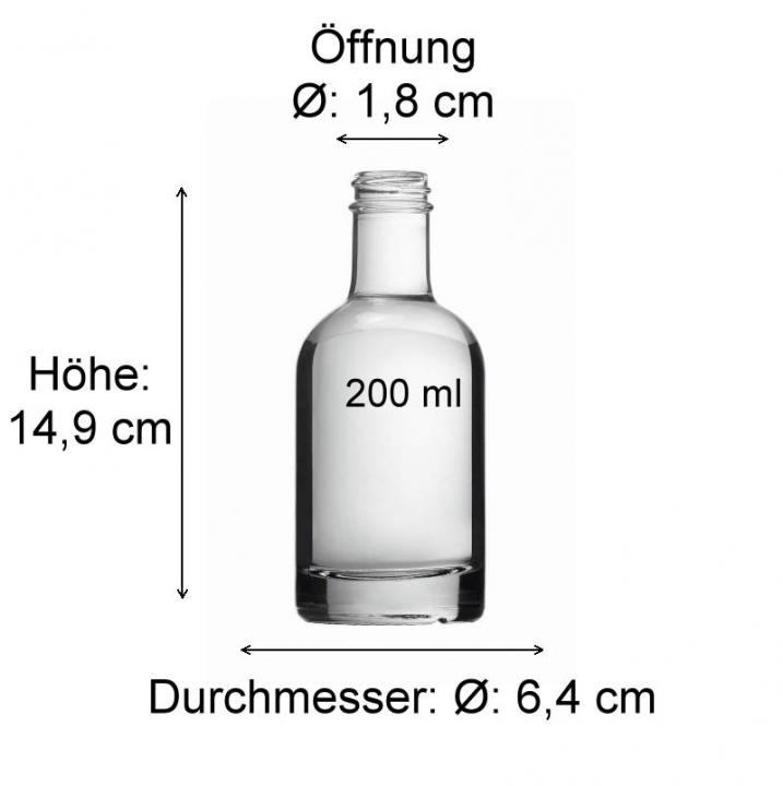 mikken Klarglasflache 0,2 Liter mit Schraubverschluss GPI28 silber oder kupfer