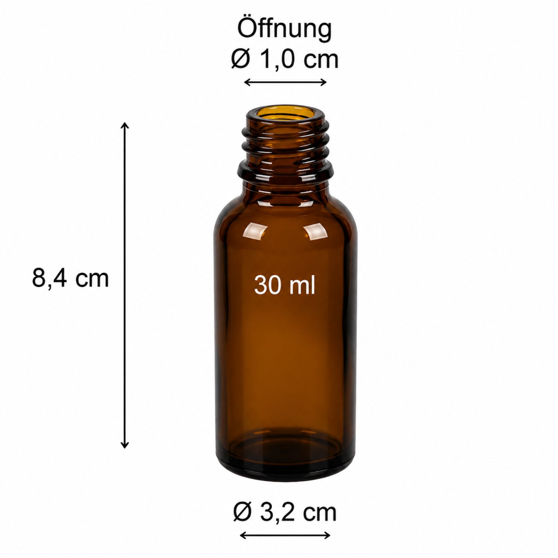 30 ml braune Sprühflasche mit Zerstäuber aus Glas, ideal für die Aufbewahrung und feine Dosierung von Flüssigkeiten, auf weißem Hintergrund.