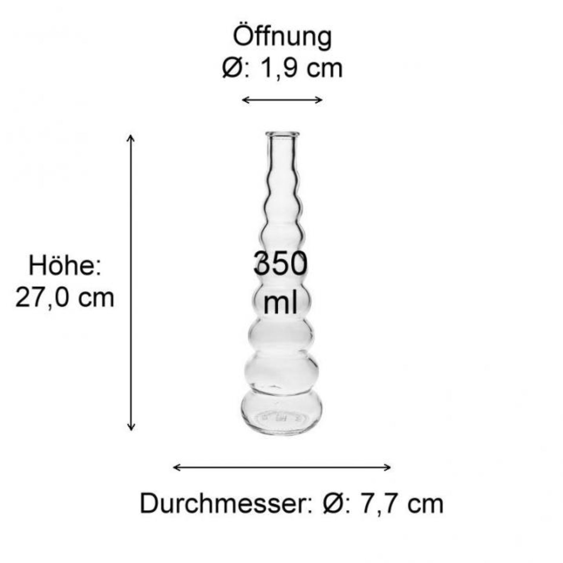 Glasflasche 350 ml mit elegantem Verschluss, ideal für Getränke, Wasser oder Säfte, klares Design und hochwertiges Material.
