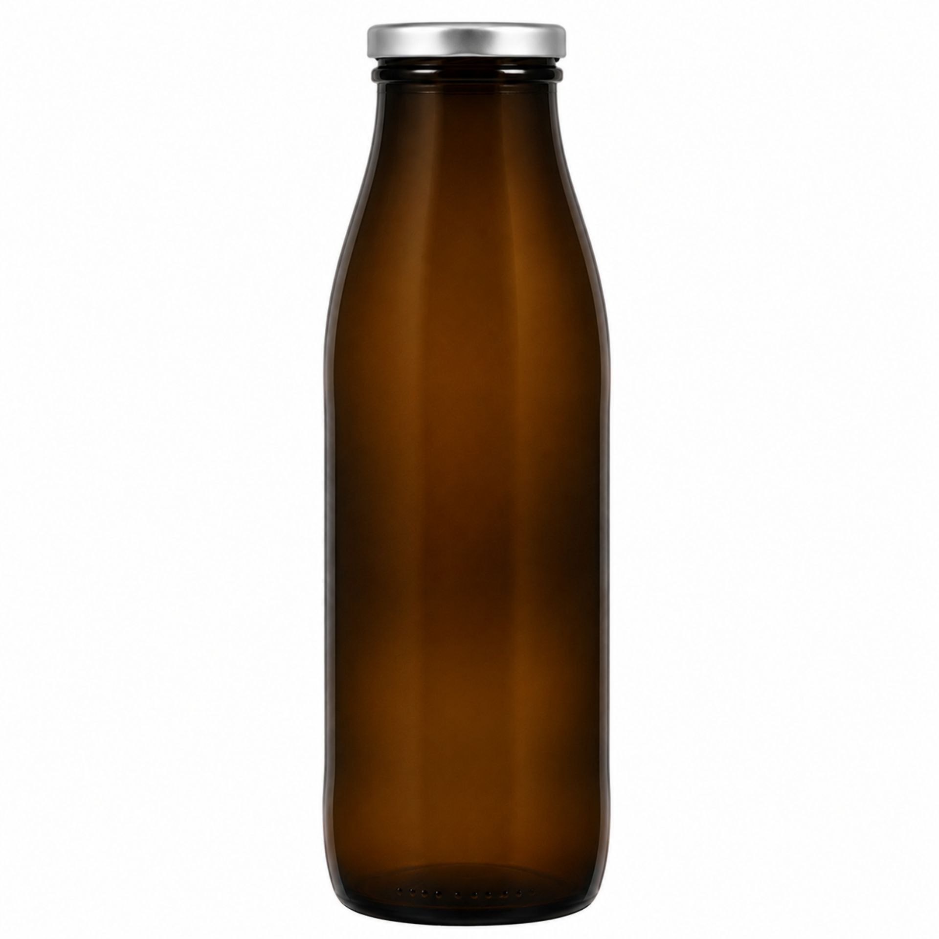 500-ml-Blechdose mit brauner Körperfarbe und silbernem Deckel, stehend auf weißem Hintergrund.