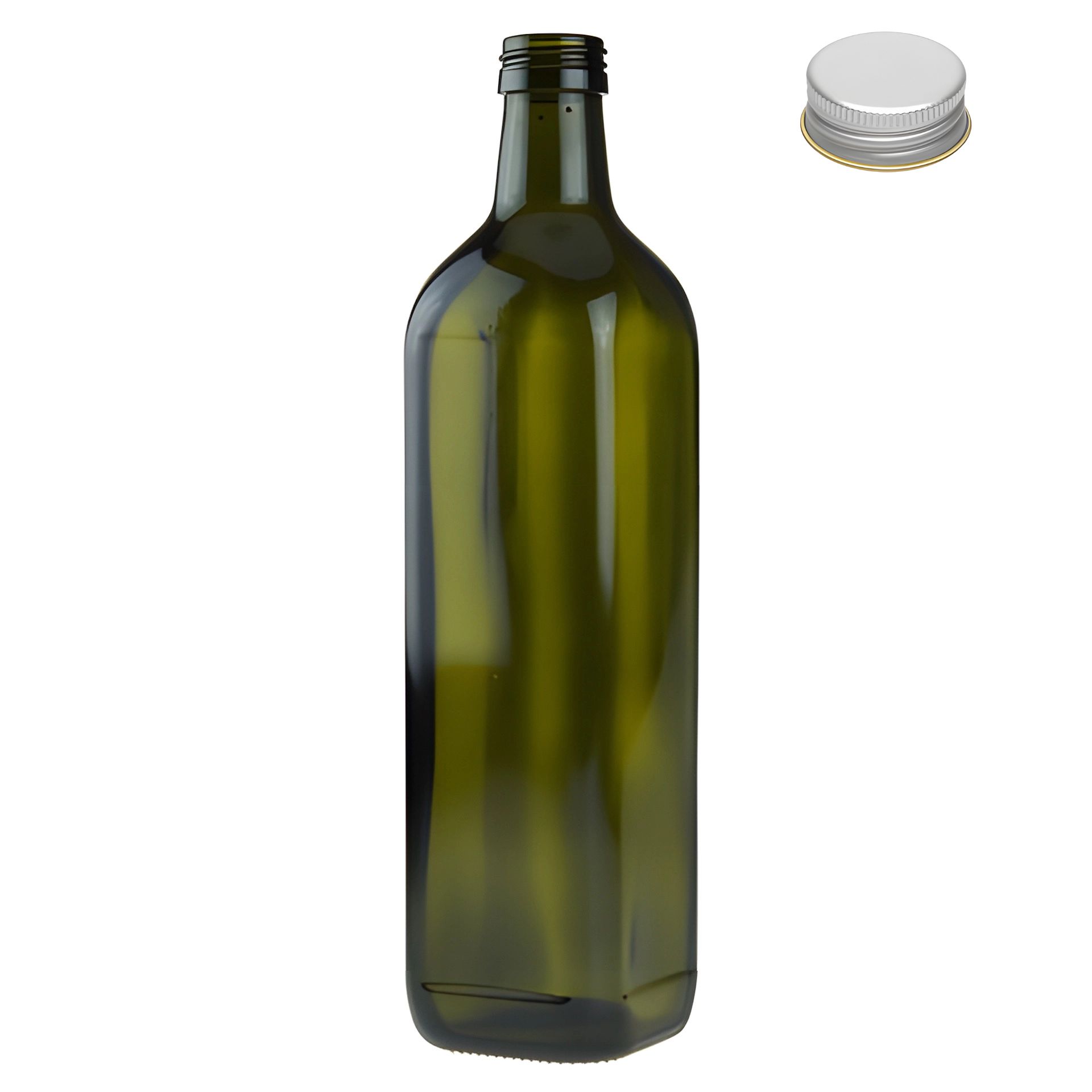 Grüne-silberne-Flasche-mit-Glitzerdesign-fuer-Getraenke-Präsentation Zwei Getränkedosen mit grün-silbernem Design stehen nebeneinander auf einem hellen Untergrund; die linke Dose zeigt ein florales Muster, die rechte trägt eine große Zahl „28“ und moderne grafische Elemente.