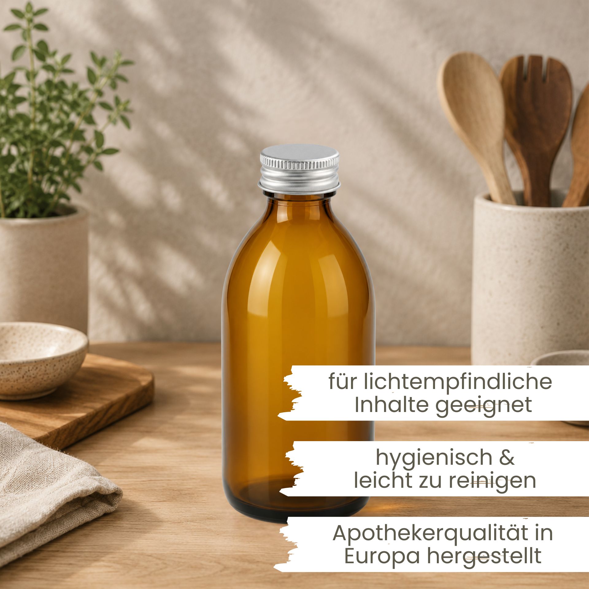 Apothekerflasche  250 ml Glas Schraubdeckel