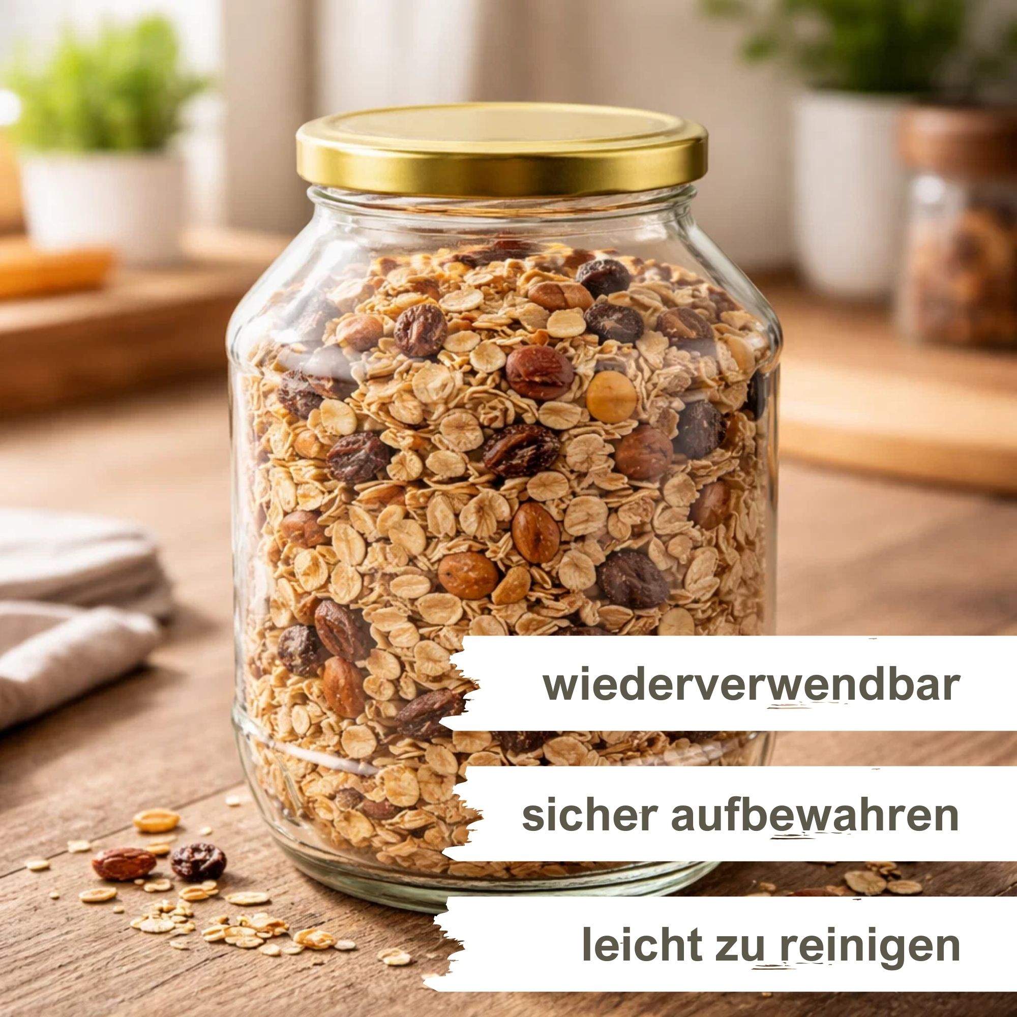 Einmachgläser 6x1700 ml mit Schraubdeckel gold