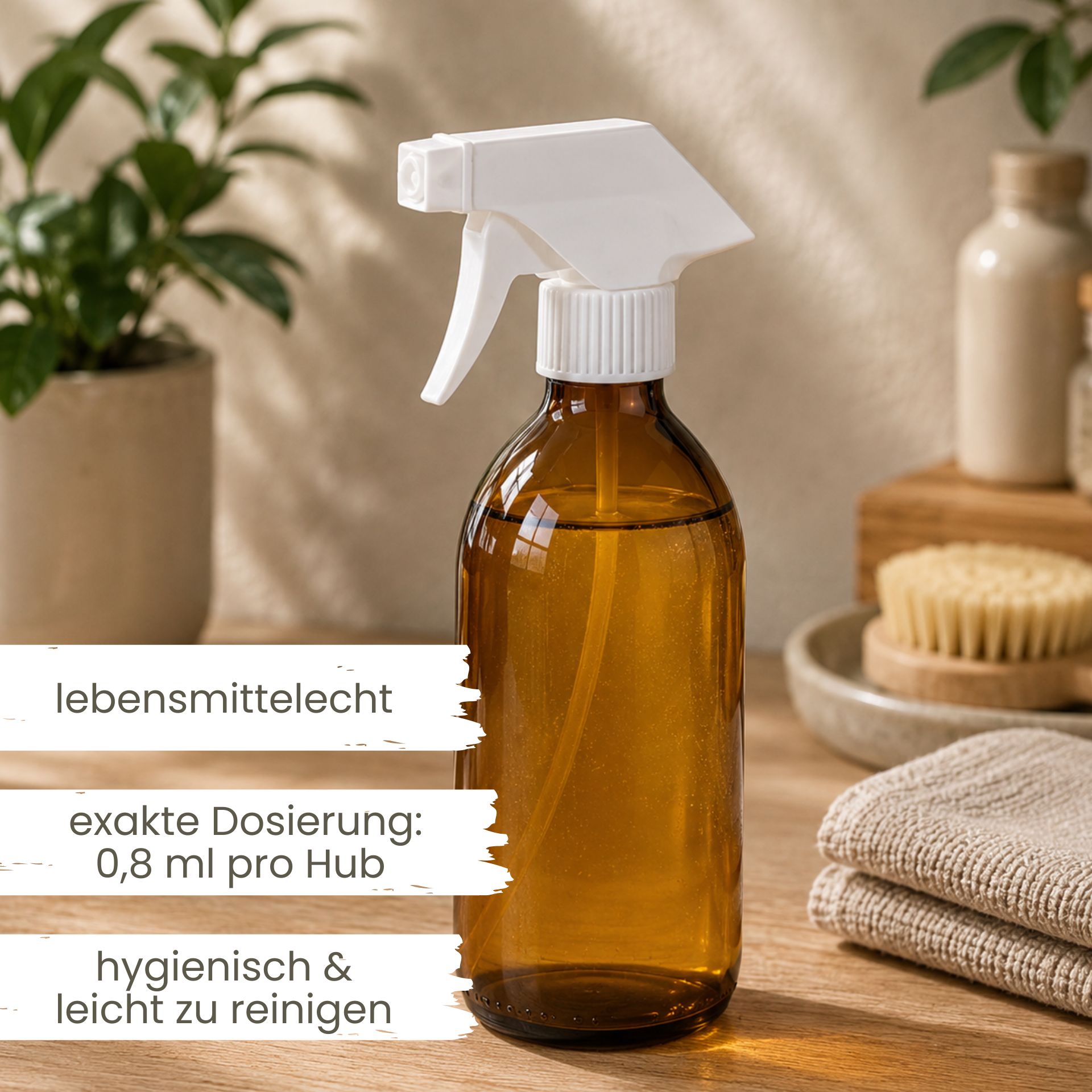 Sprühflasche  200 ml Glas braun mit Trigger