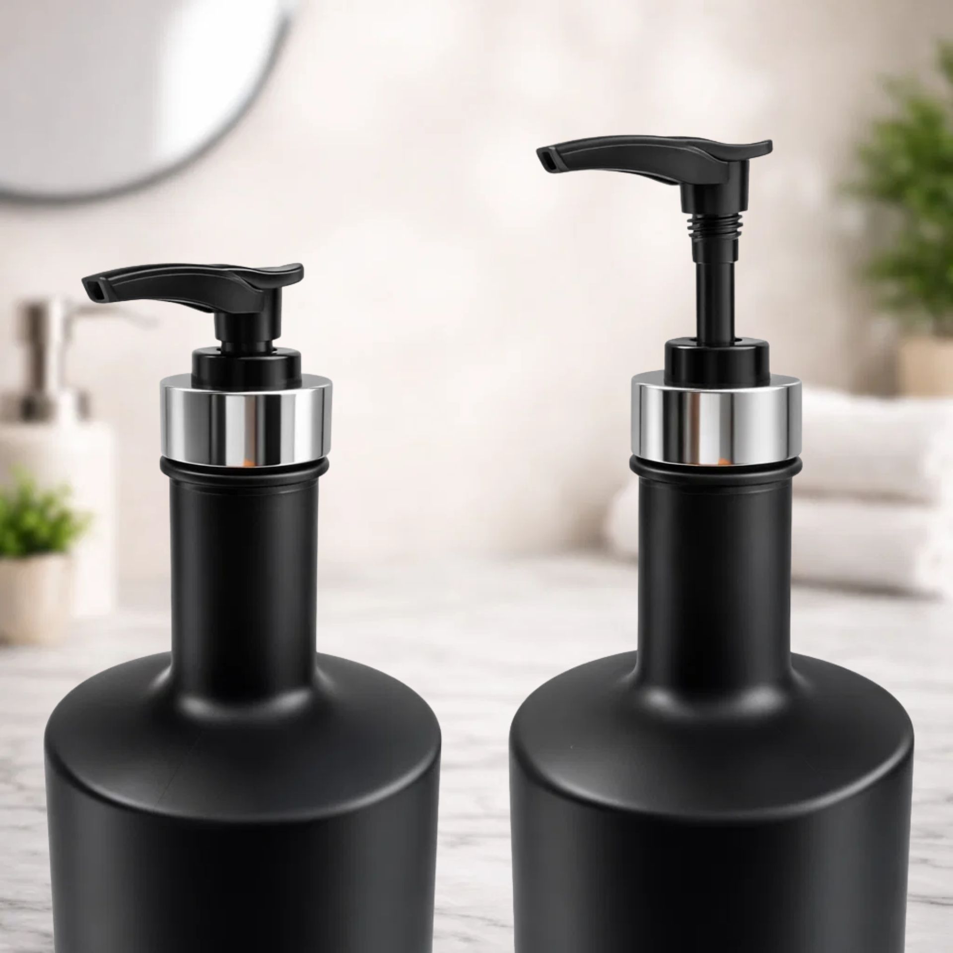 Seifenpumpe Pumpaufsatz schwarz/silber für Flaschen mit Gewinde  GPI28