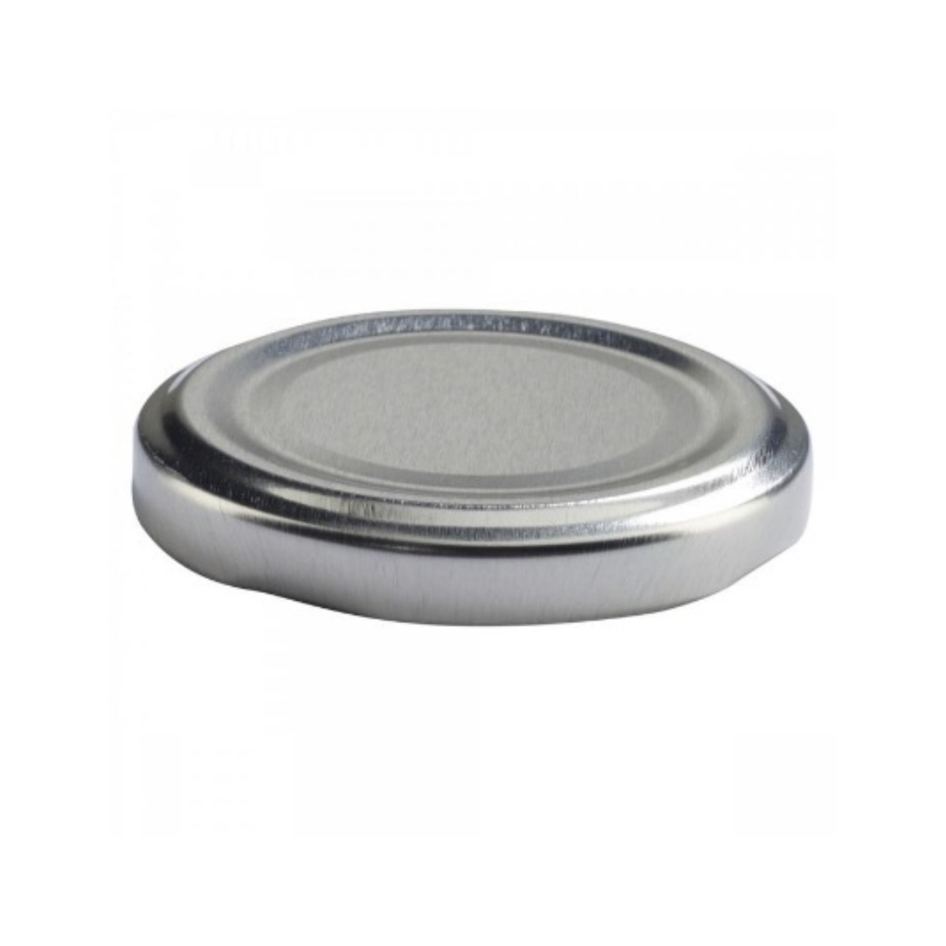 "Schraubverschluss Deckel TO 58 Silber Pasteurisierbar - Produktfoto" Schraubverschluss-Deckel Typ TO 58 in Silber, geeignet zum Pasteurisieren, ideal für Flaschen und Gläser, hochauflösendes Bild.