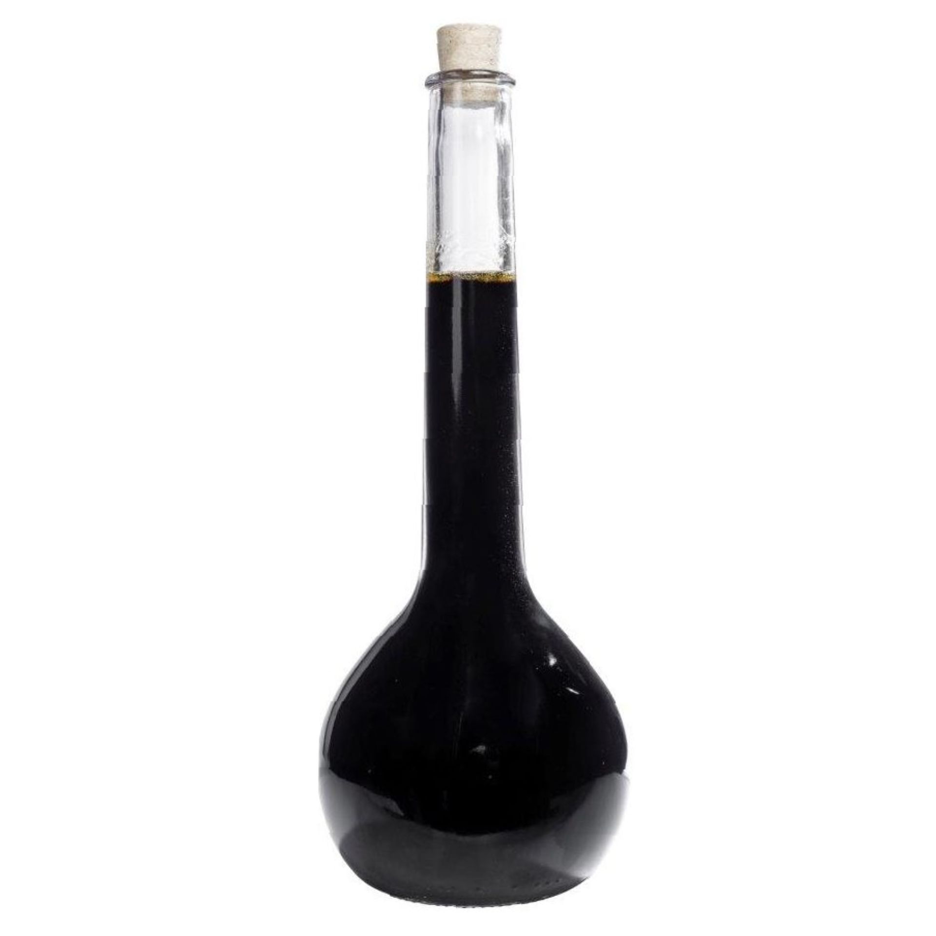Glasflasche 500 ml in Kugelform mit Korken, transparentes Design, ideal für kreative Abfüllungen und Dekorationen. Perfekt für Essig, Öl oder Alkohol, nachhaltige Verpackungslösung.