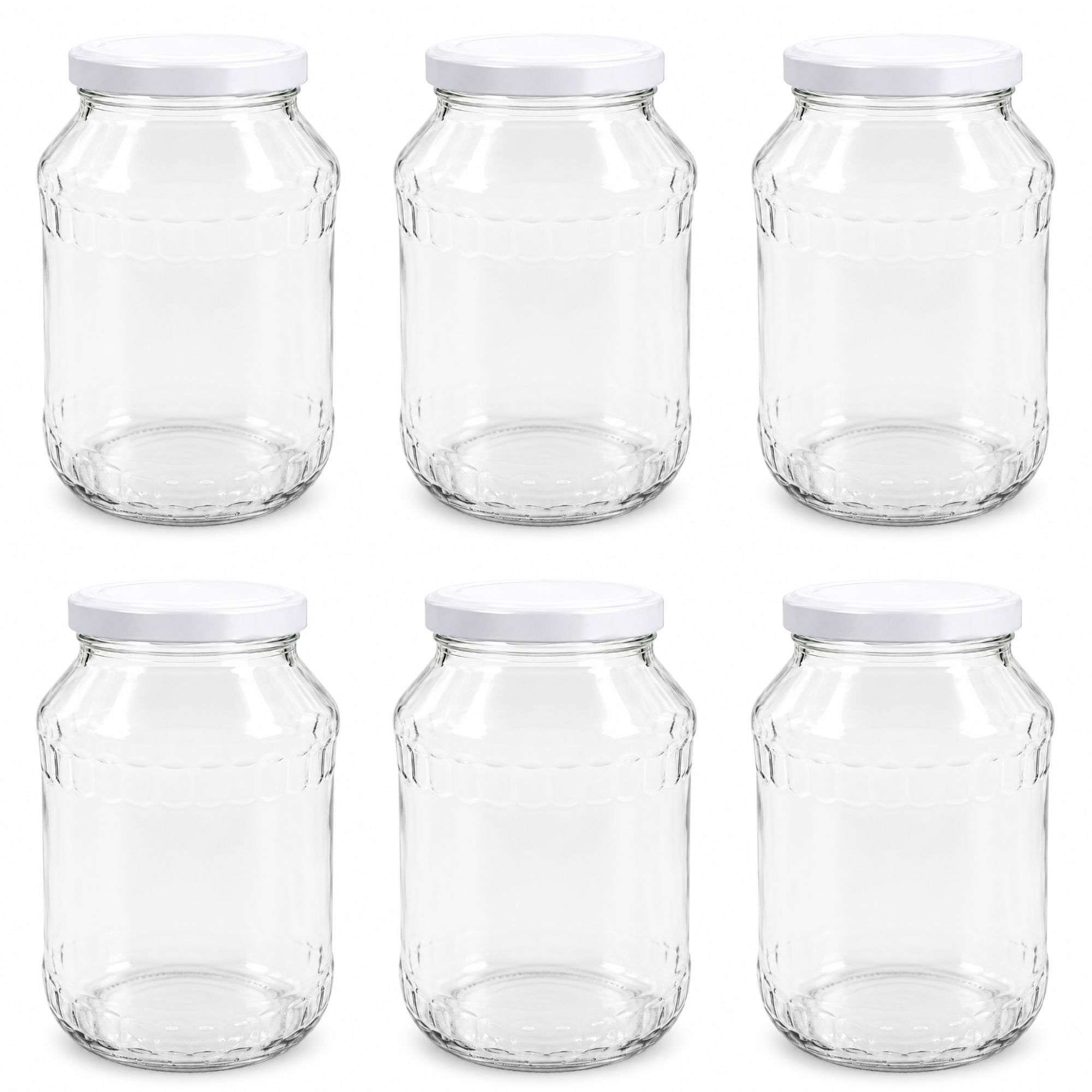 Einmachgläser 6x2650 ml mit Schraubdeckel Weiß