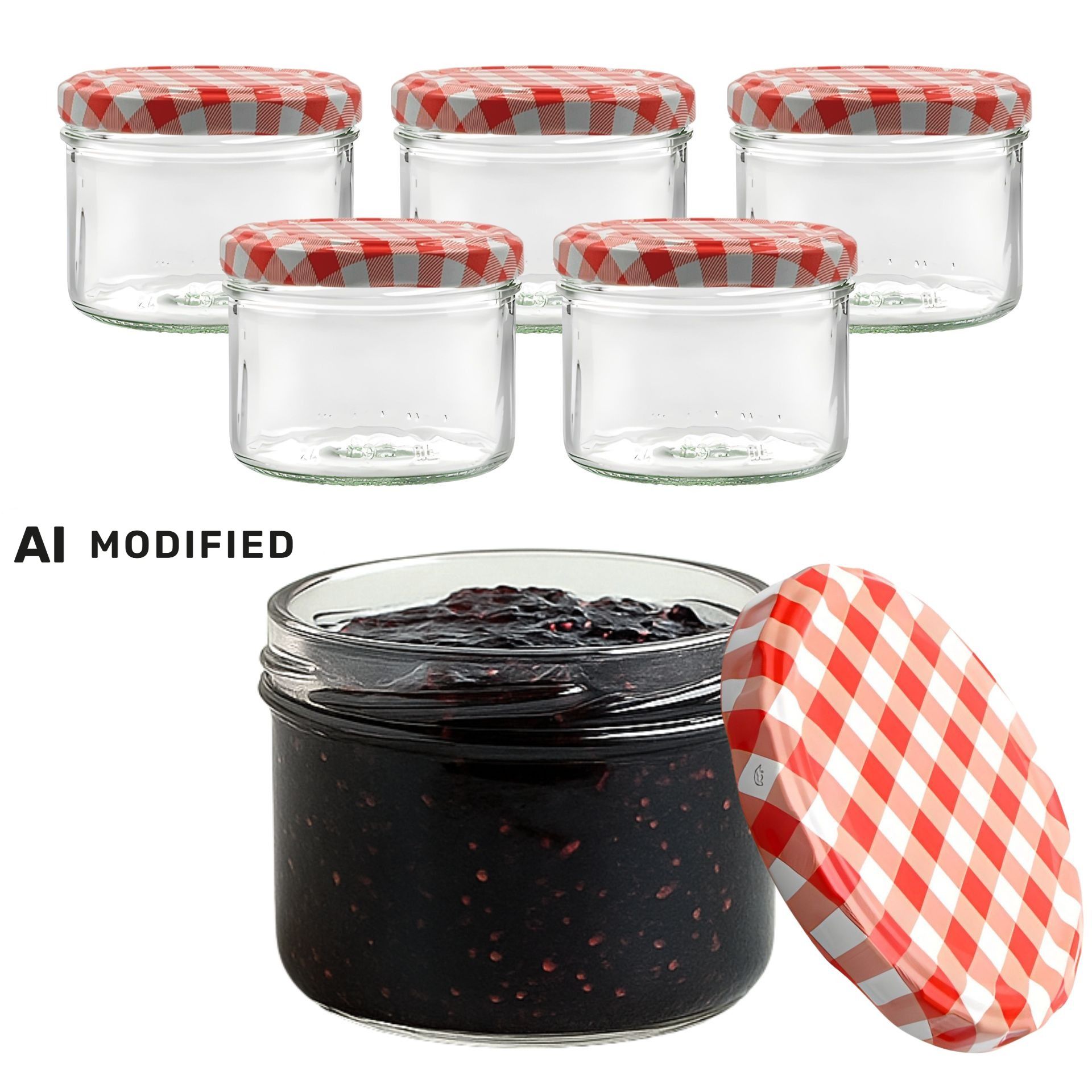 Sturzgläser 6x210 ml mit Schraubdeckel rot-weiss kariert