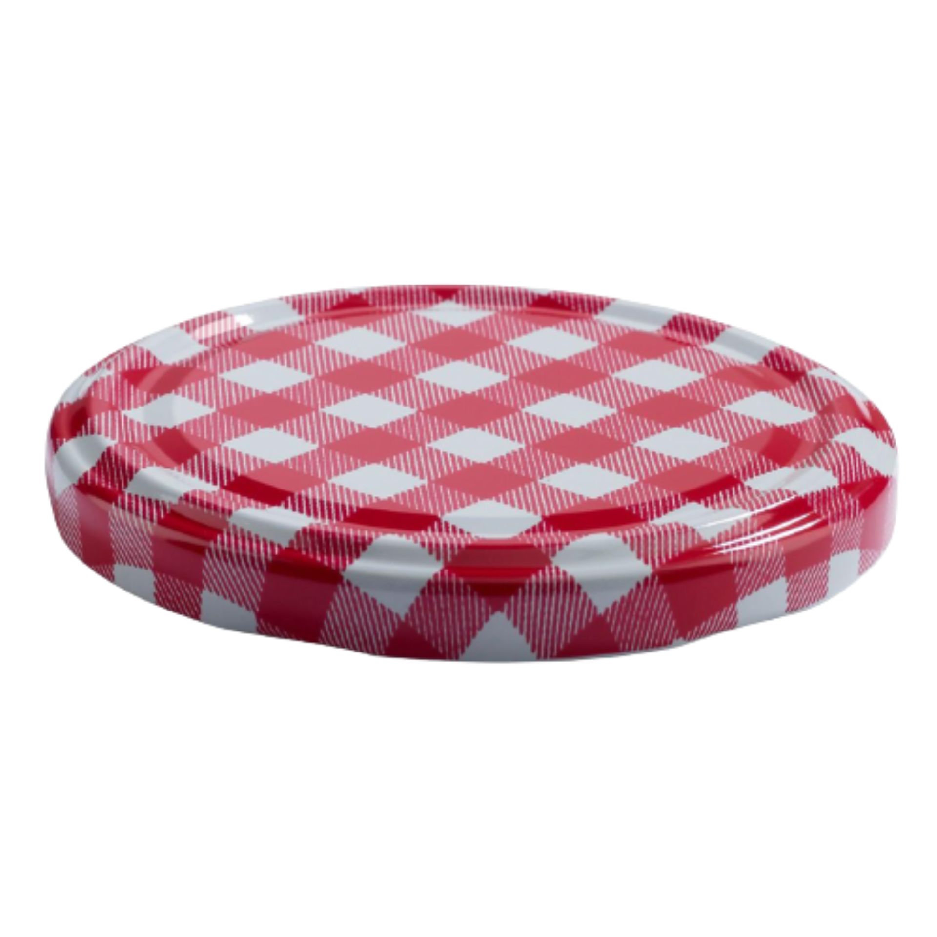 Twist-Off Deckel TO 48 rot-weiß gestreift - ideal für Gläser und Flaschen. Perfekter Verschluss für Lebensmittel und Getränke mit auffälligem Design.