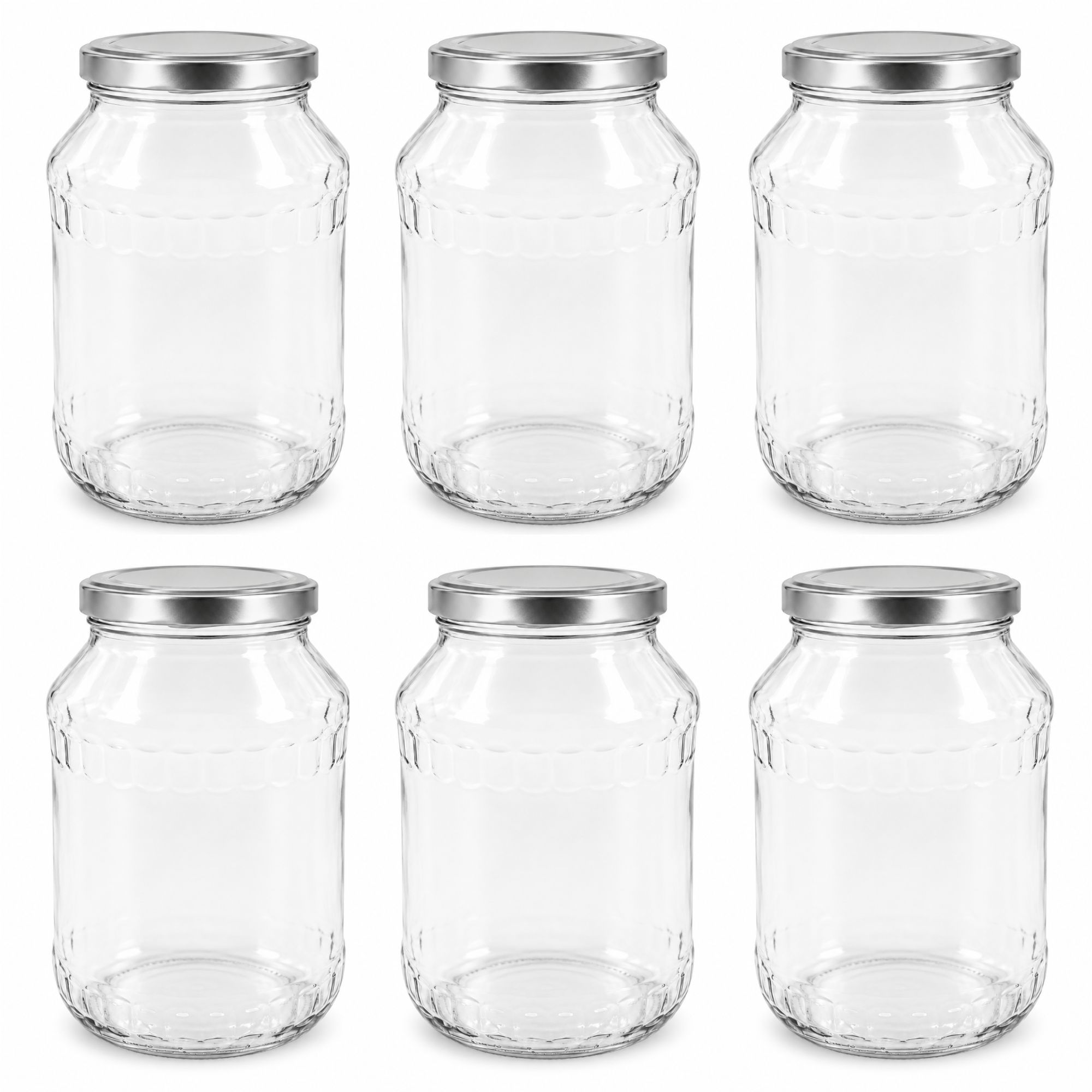 Einmachgläser 6x2650 ml mit Schraubdeckel Silber