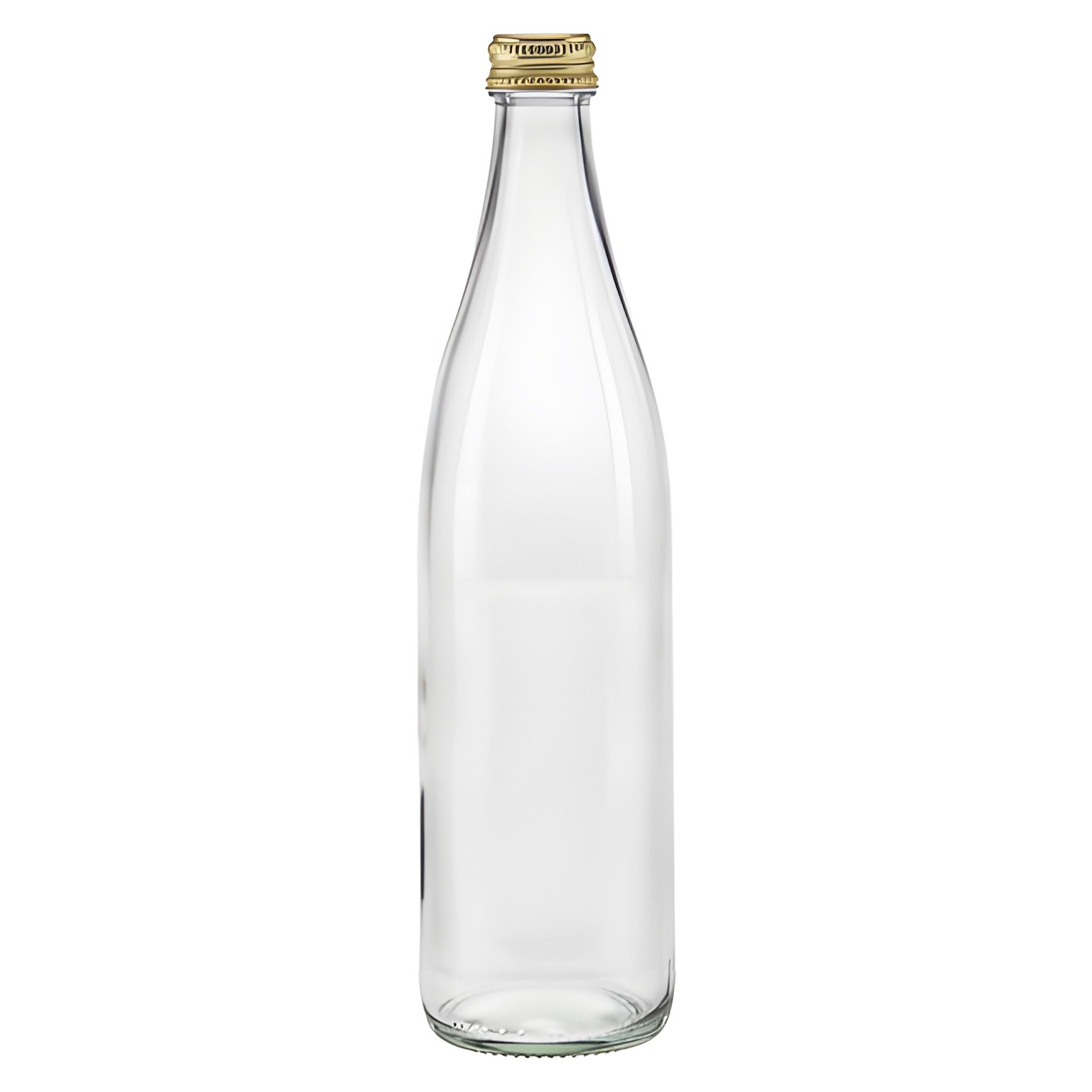 500 ml Glasflasche mit goldfarbenem oder silberfarbenem Deckel, ideal für Getränke oder Saucen. Hochwertiges Design, geeignet für Küche und Bar.