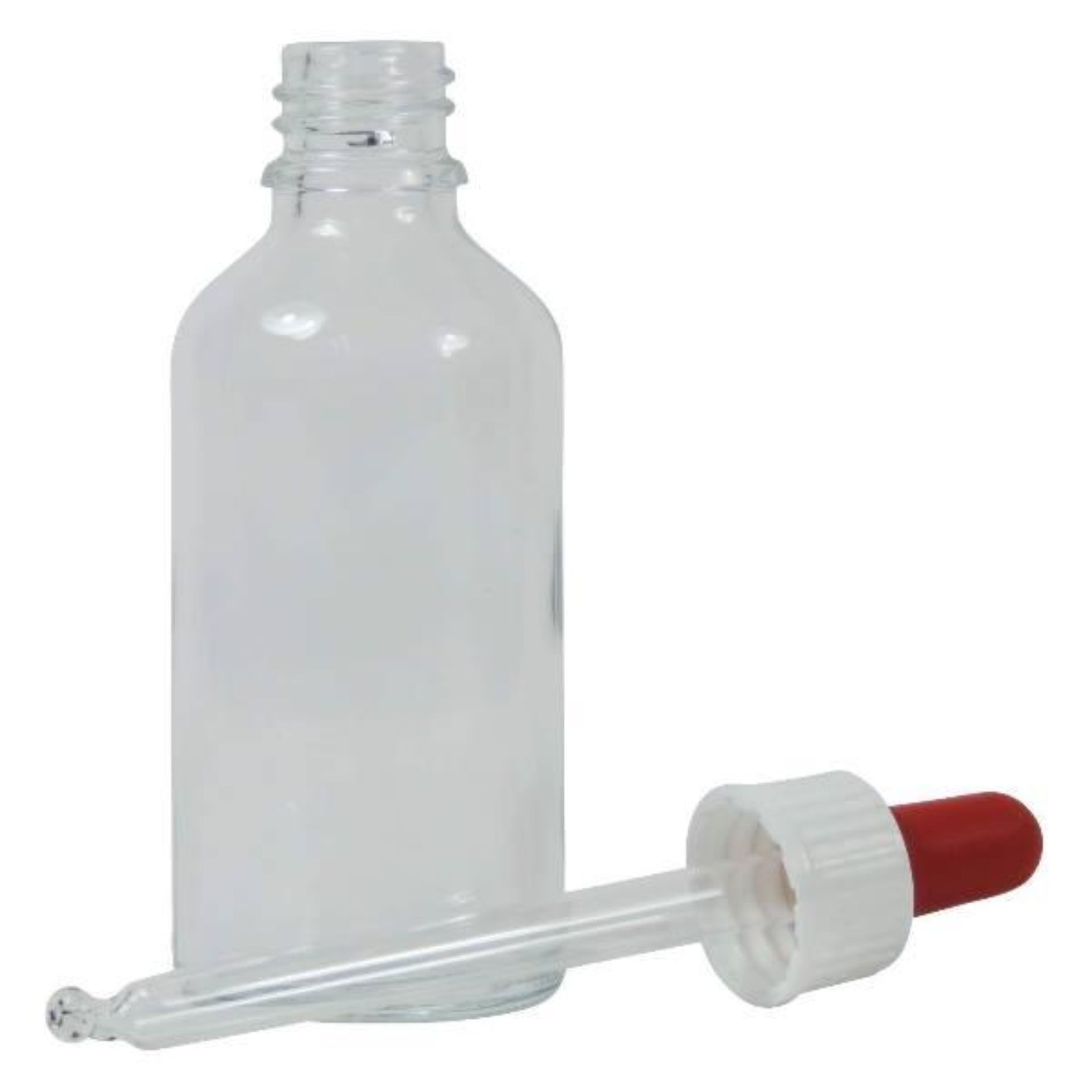 Pipettenflasche 50 ml - Dosierflasche aus Glas mit schwarzem Verschluss, ideal für präzise Flüssigkeitsdosierung, auf weißem Hintergrund.