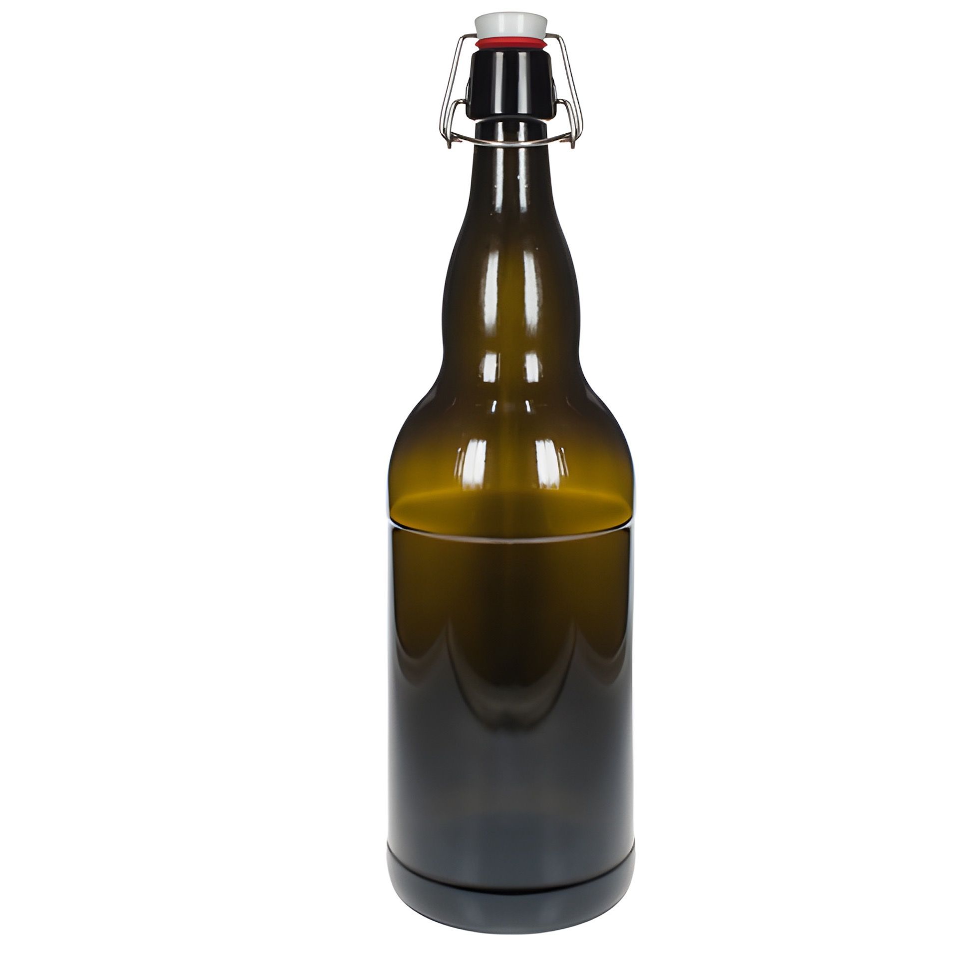 Glasflasche 2000 ml XL braun mit Bügelverschluss
