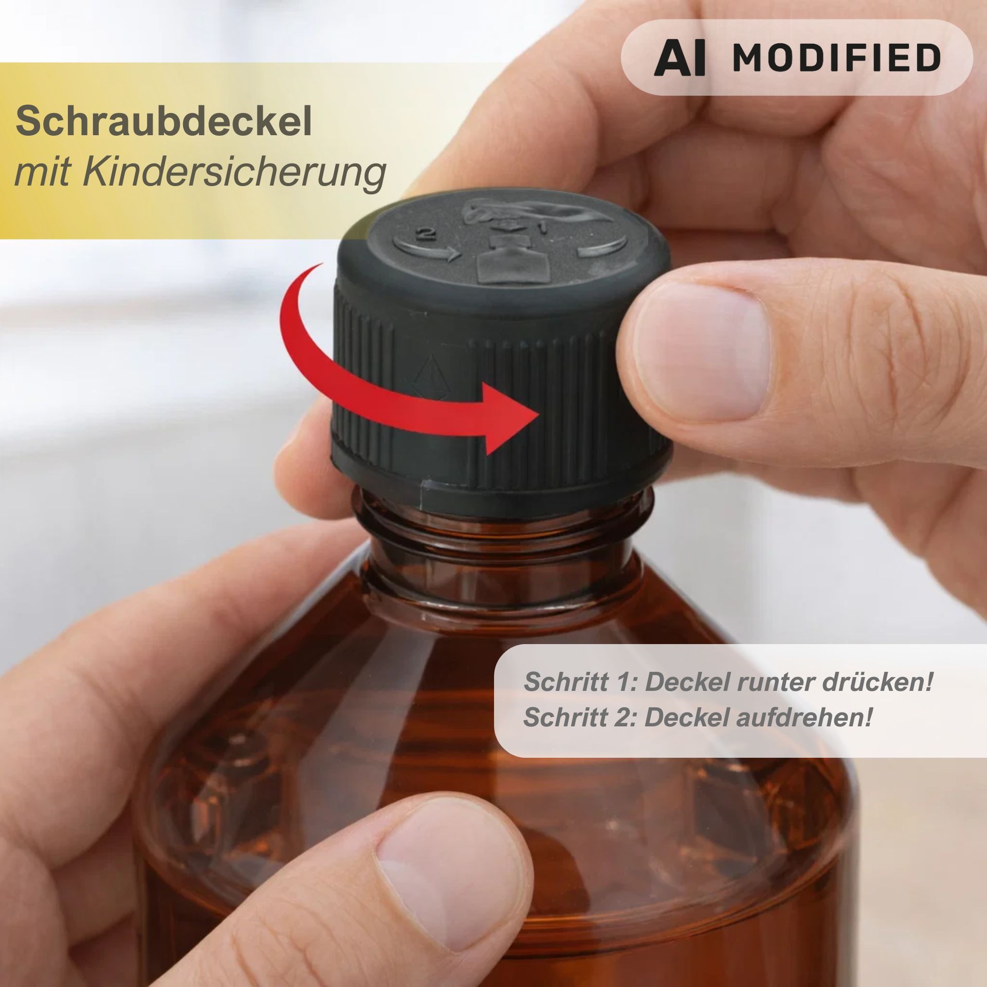 PET Flasche  500 ml braun Laborflasche (Kindersicherung)