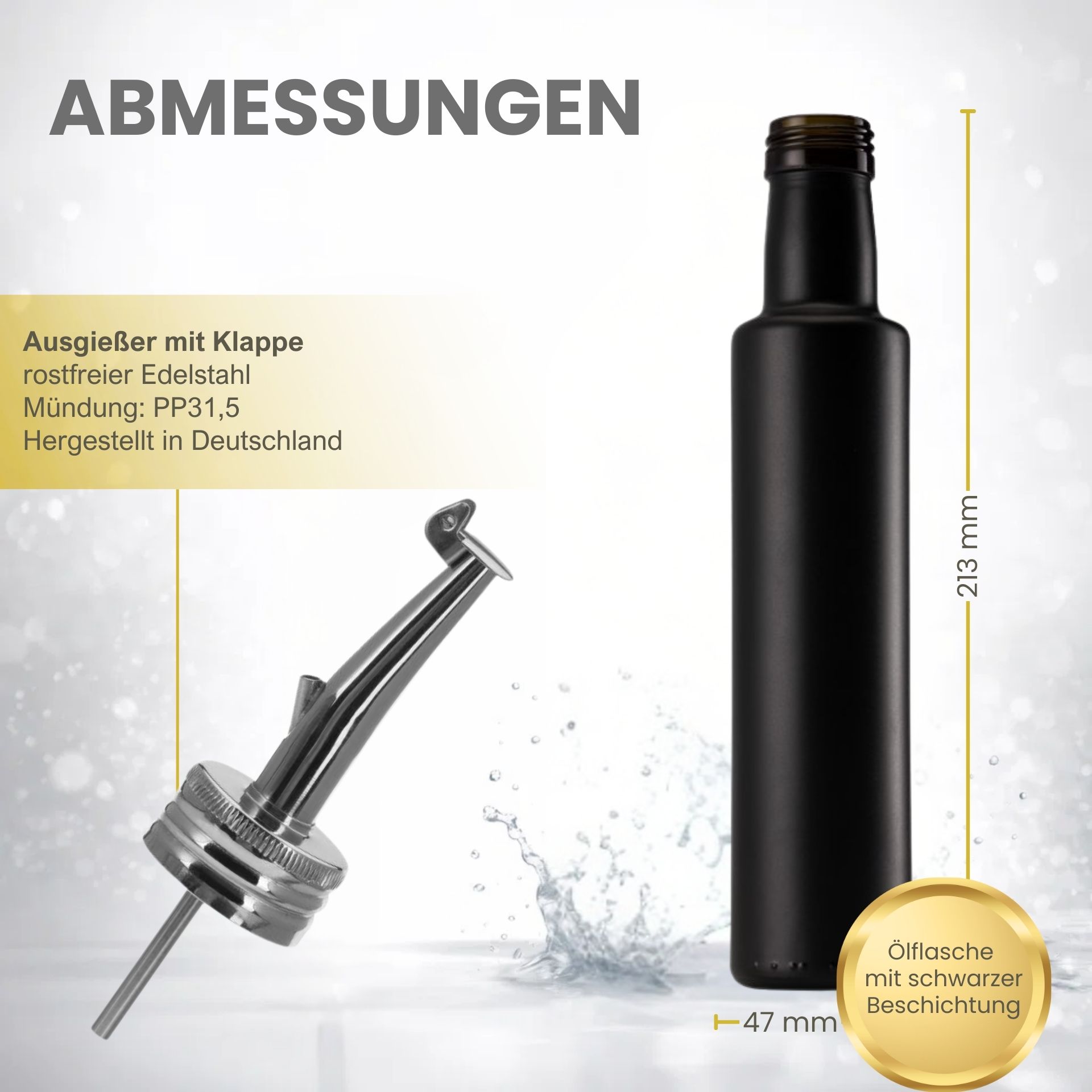 mikken Ölflasche Glasflasche matt schwarz, 250 ml