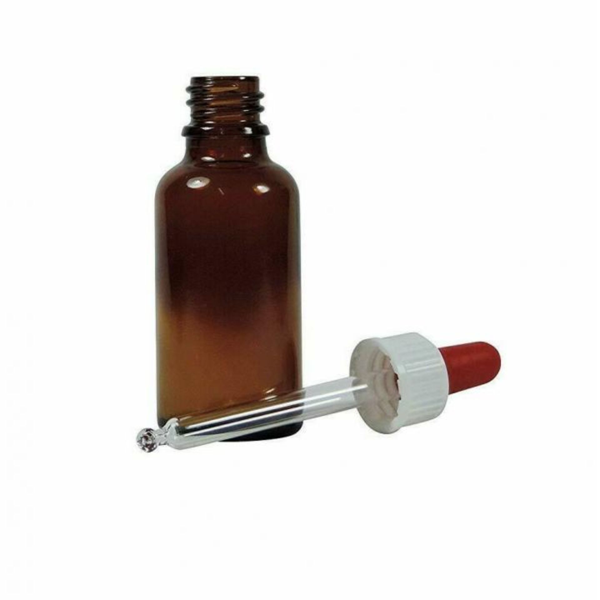 Braune 30 ml Pipettenflasche aus Glas, perfekt als Dosierflasche für präzise Flüssigkeitsabgabe.