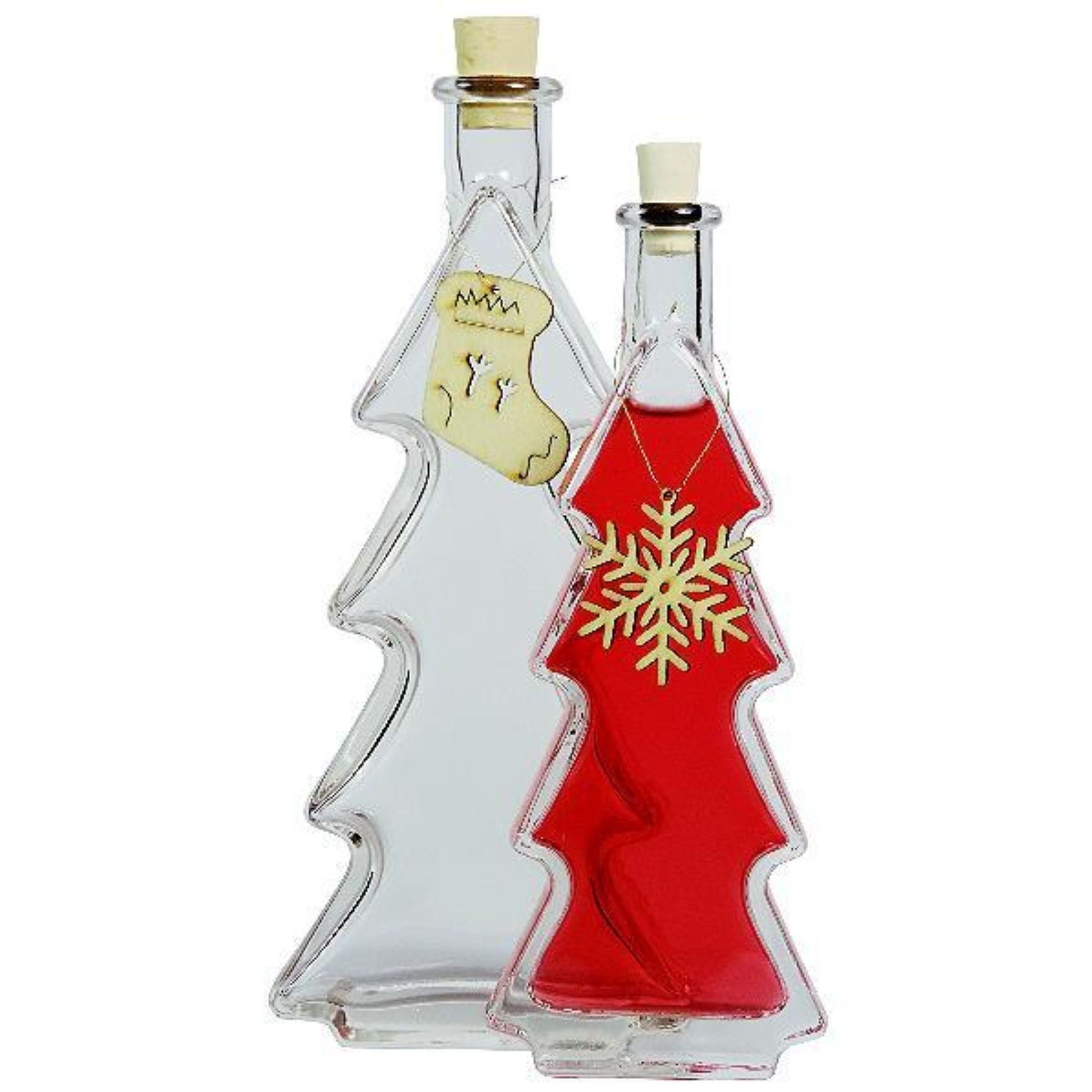 Glasflasche 100 ml in Tannenbaumform mit Korken - Einzigartige Glasflasche für kreative Dekorationen und Geschenkideen, ideal zur Befüllung mit Spirituosen oder anderen Flüssigkeiten