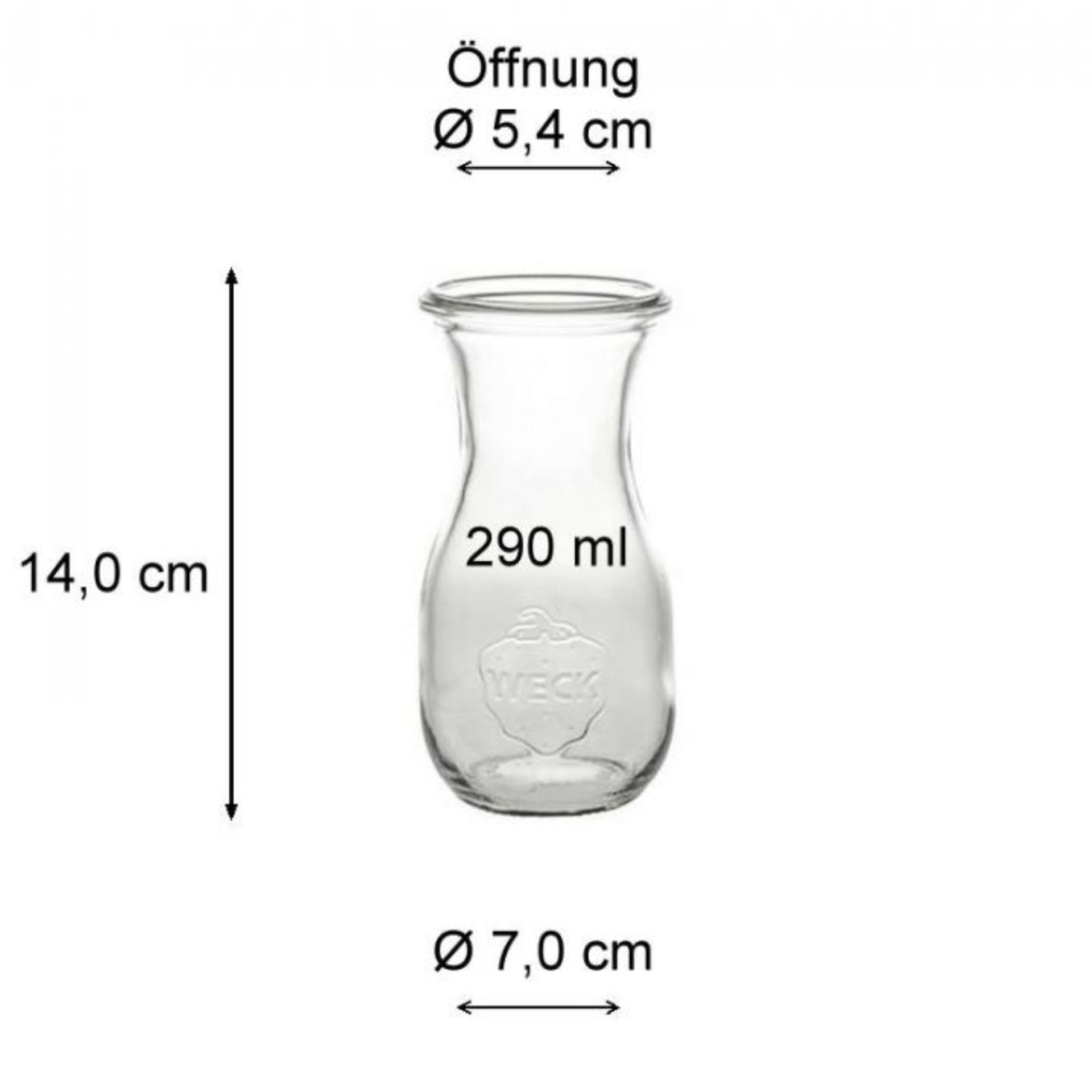 Weck Saftflasche 290 ml, klassische Glasflasche mit Weck-Logo, ideal für Säfte und Getränke, hochwertige und wiederverwendbare Flasche, Produktbild