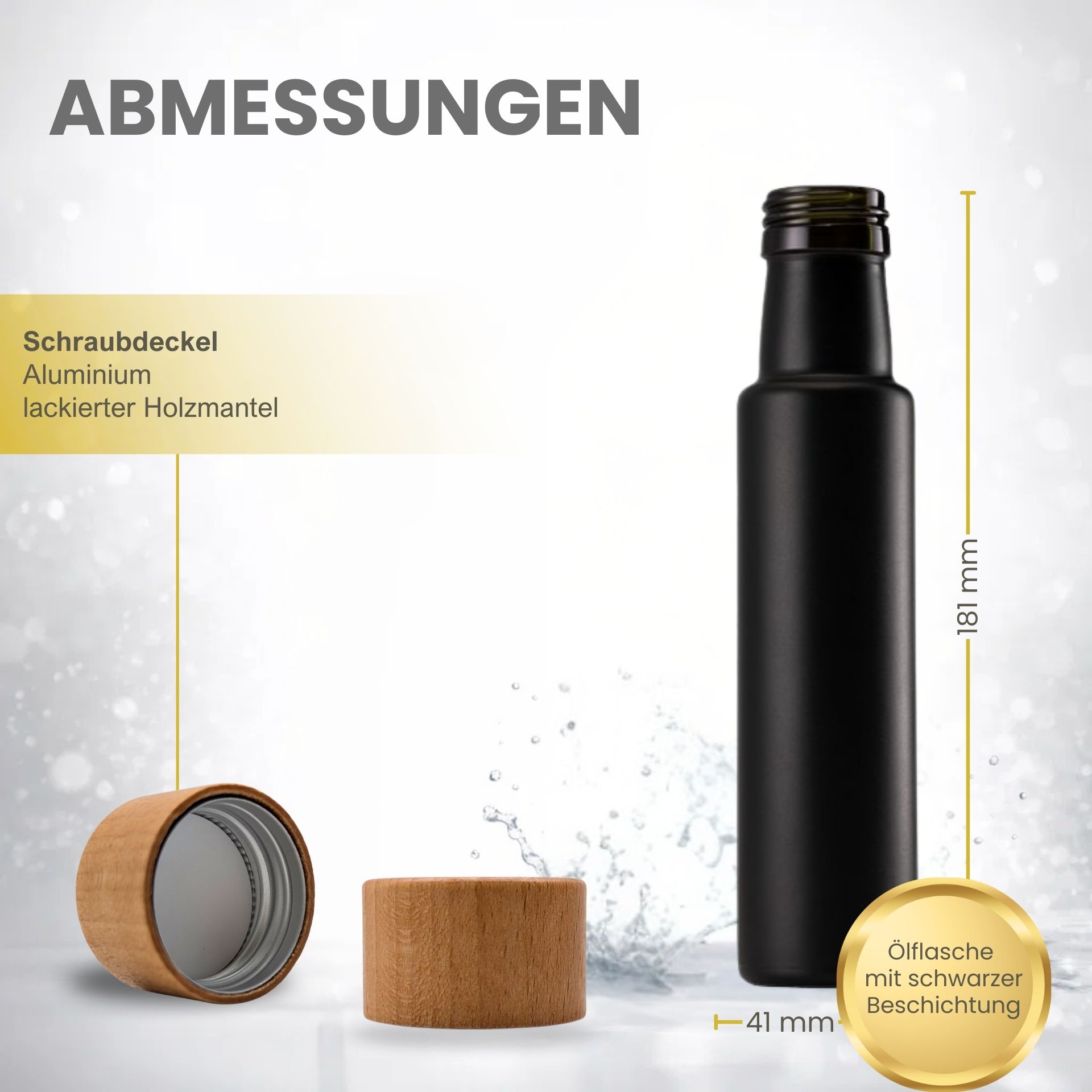 mikken Ölflasche Glasflasche matt schwarz, 100 ml