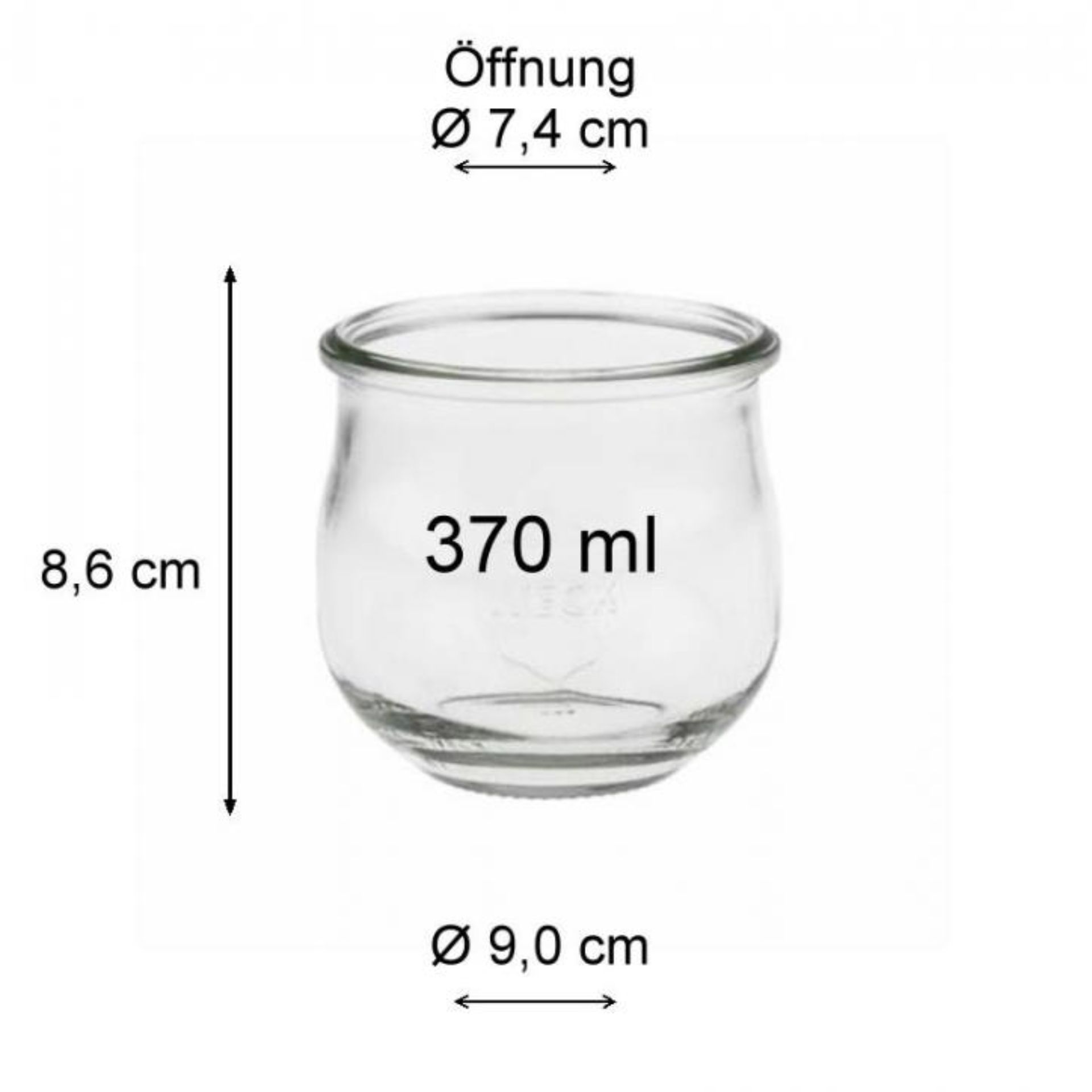 Weck Tulpenglas 370 ml mit Deckel, Rundrandglas, ideal zum Einmachen und Servieren, hochwertige Verarbeitung, Glas mit unverwechselbarem Design, geeignet für vielseitige Anwendungen in der Küche.
