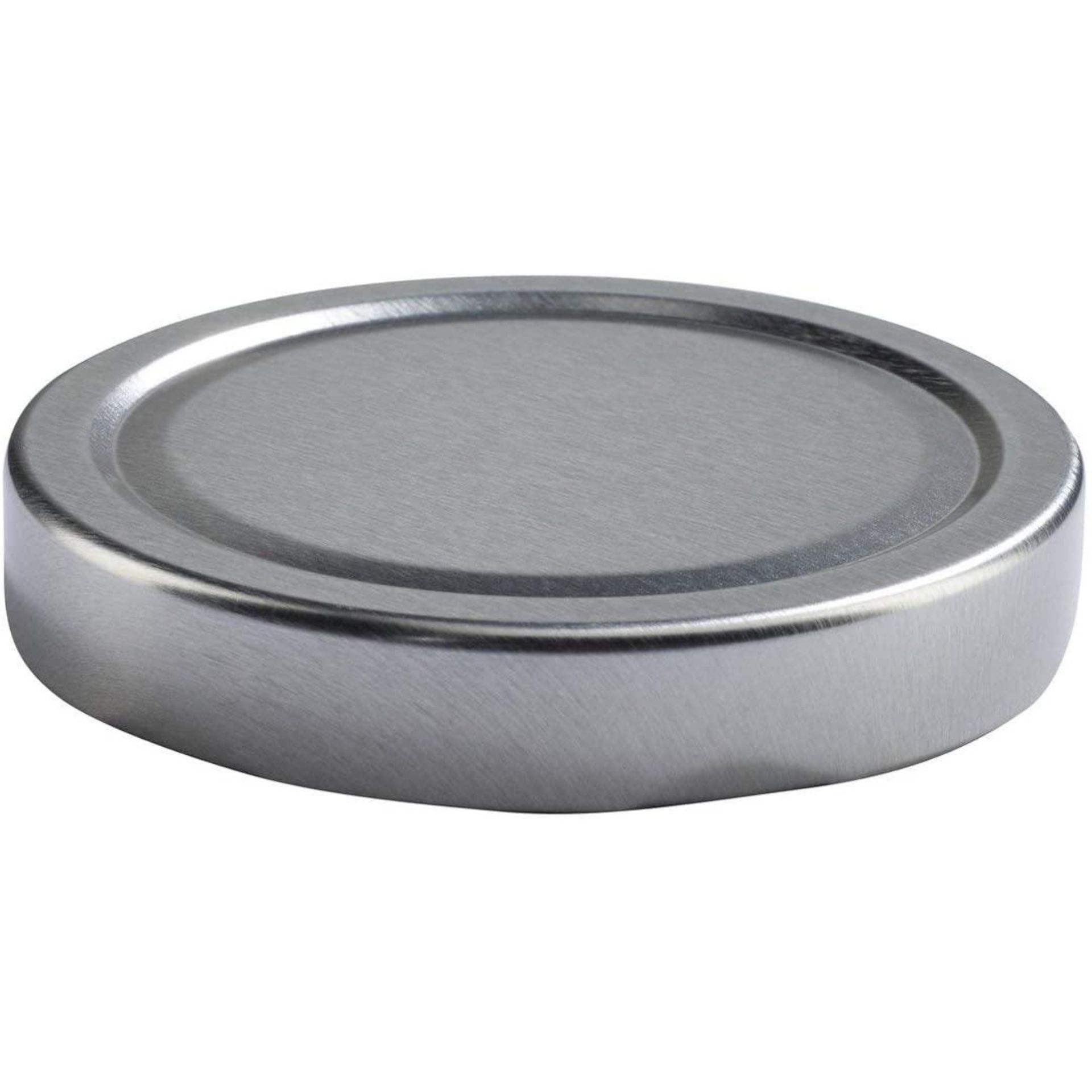 785-ml-Einmachglas aus klarem Glas mit metallischem Schraubdeckel in Silber; Glas steht aufrecht vor weißem Hintergrund.
